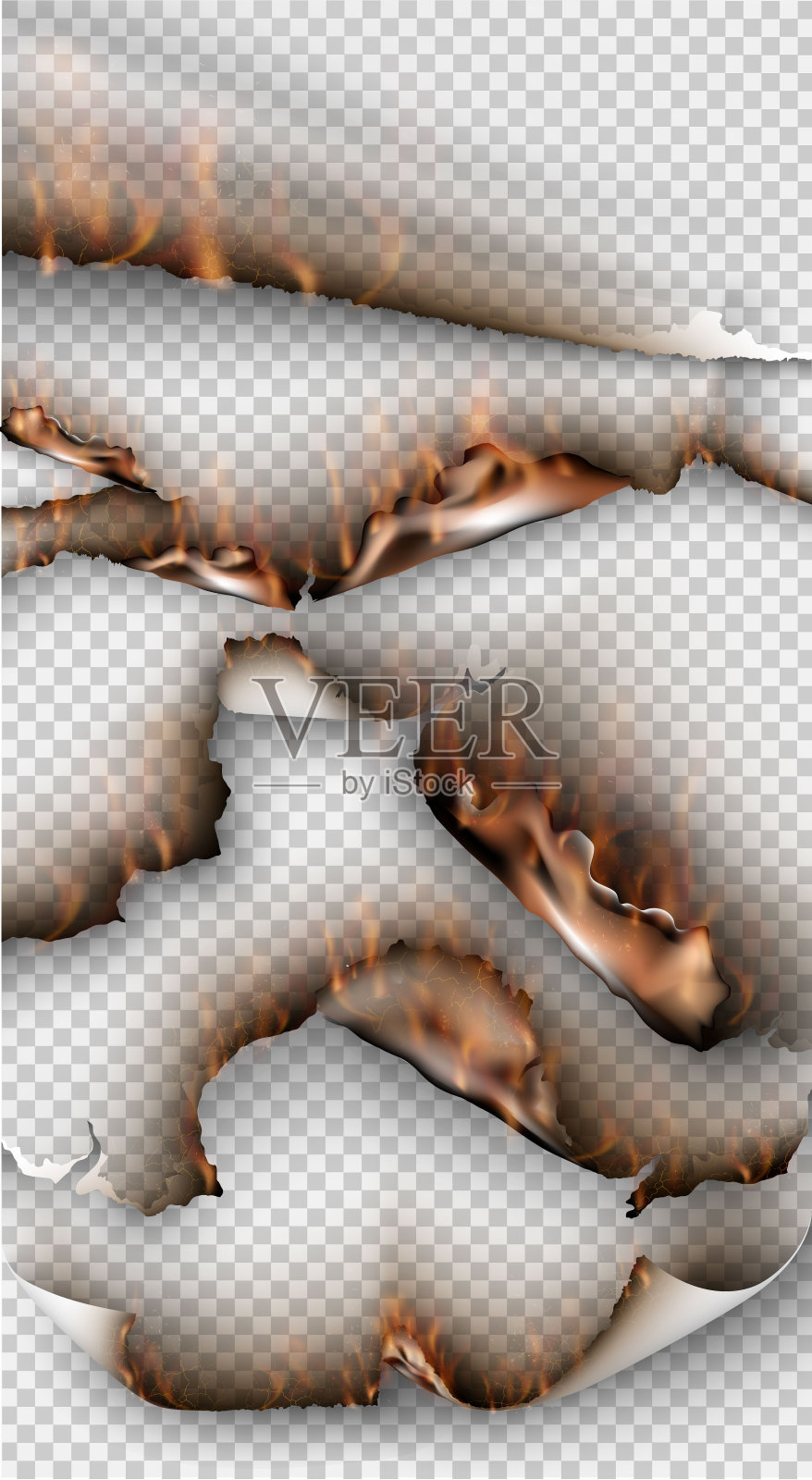 透明设计用火烧模板撕纸设计元素图片