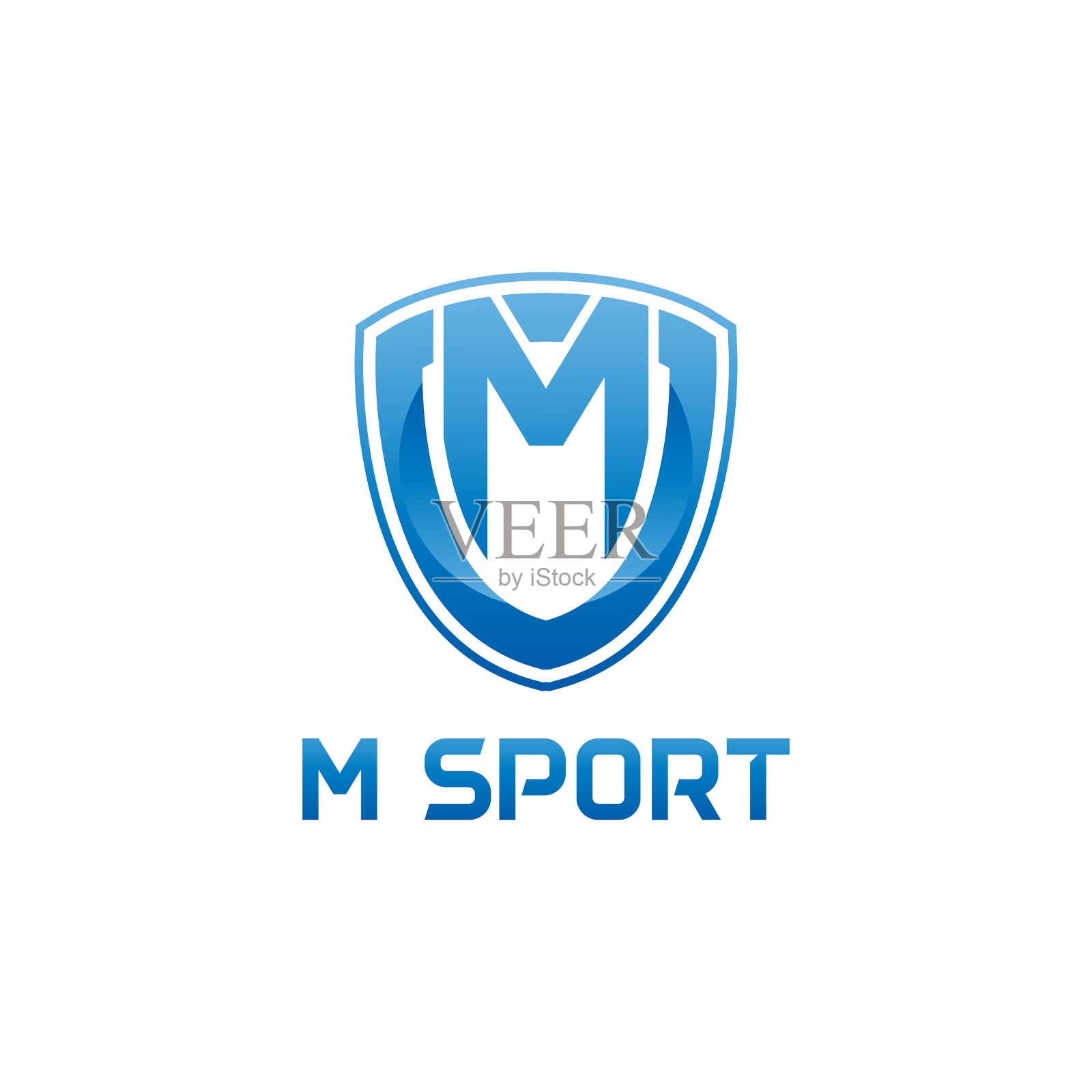 矢量插图字母m与盾运动标志现代设计插画图片素材