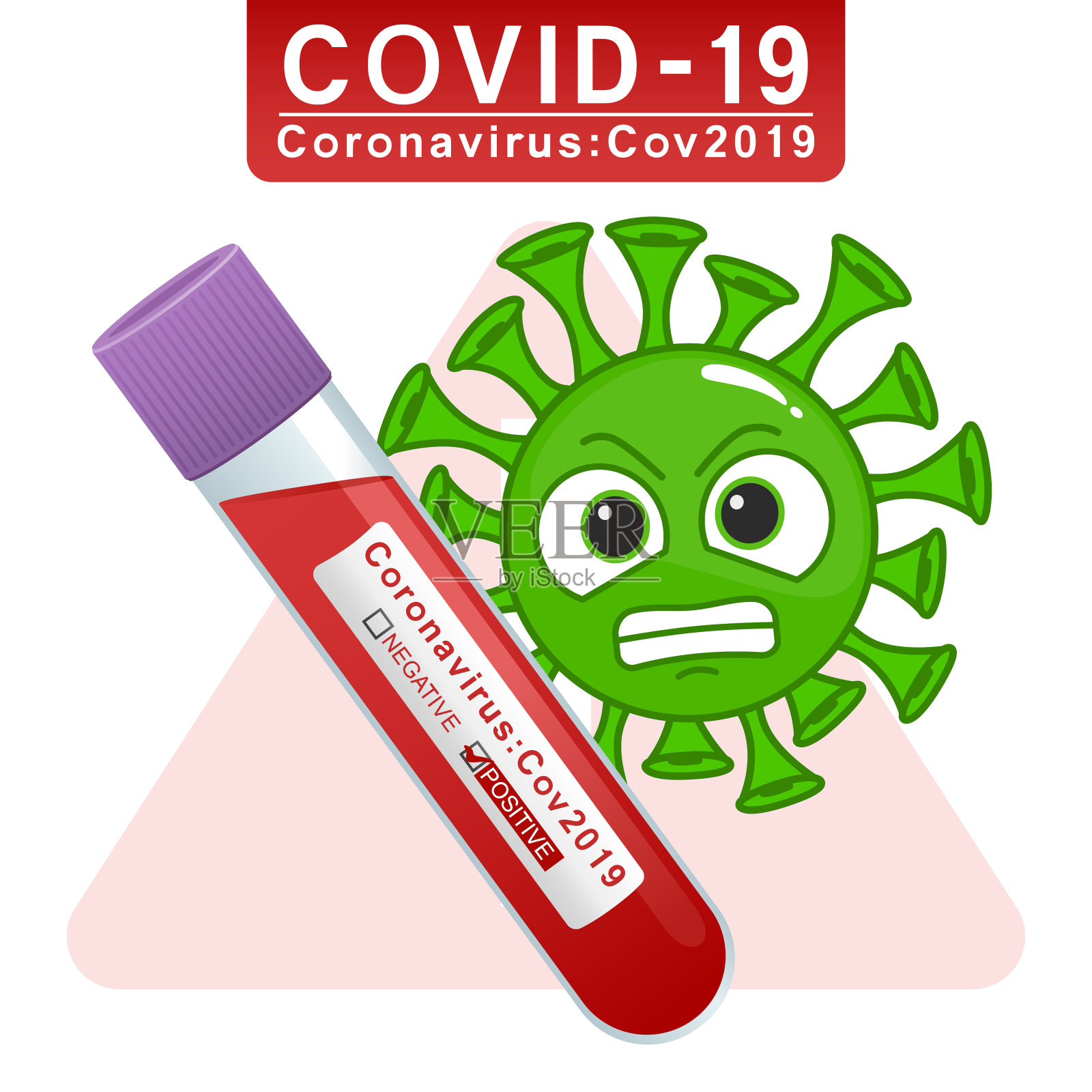 携带冠状病毒的载体Covid-19阳性试管插画图片素材