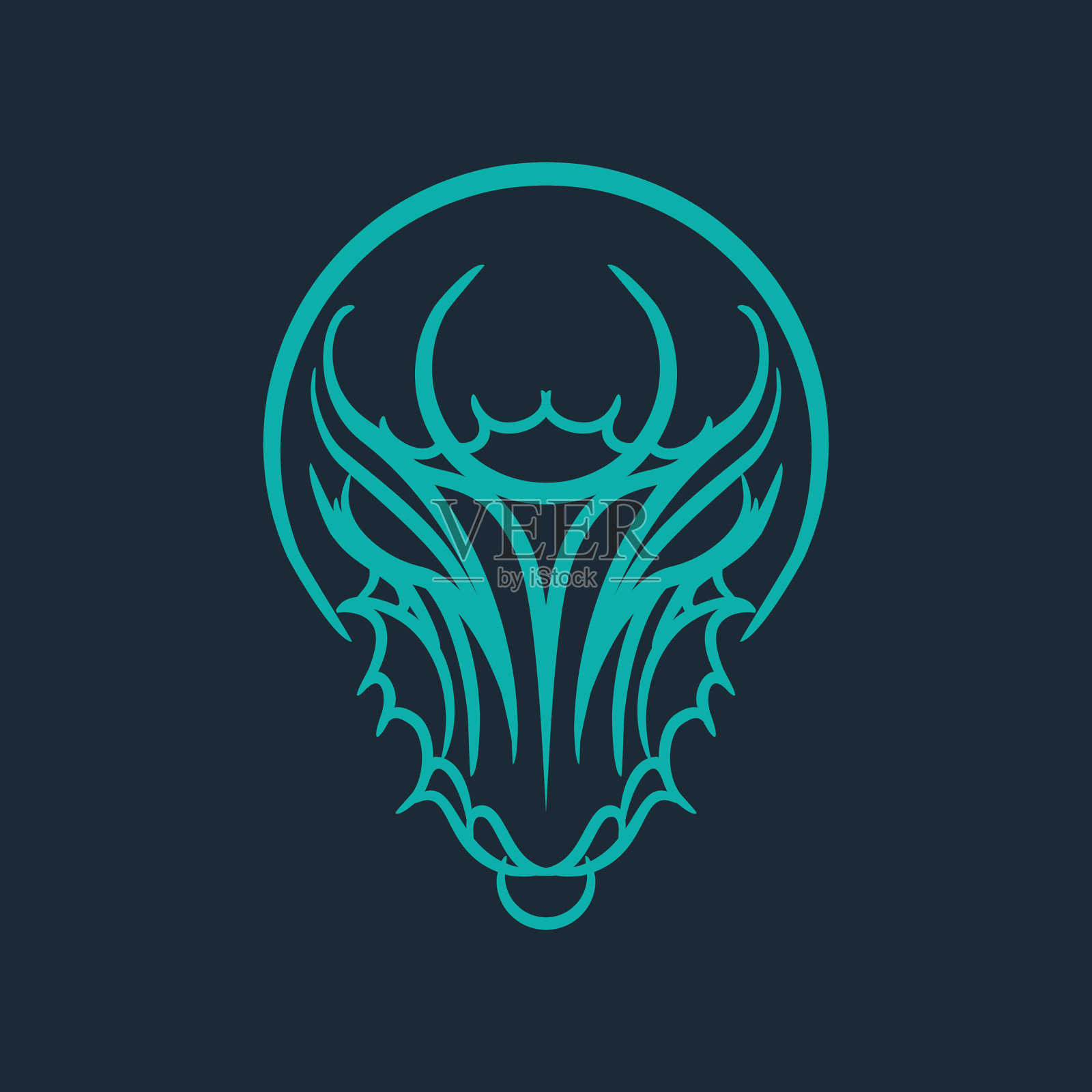 抽象龙符号标志轮廓插图设计元素图片