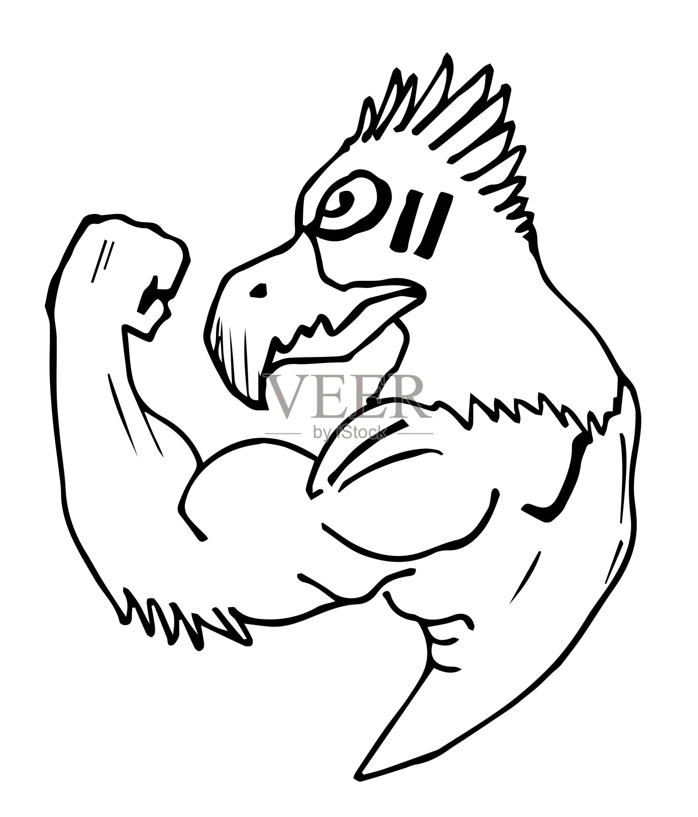 卡通强鸟或鸡吉祥物设计插画图片素材