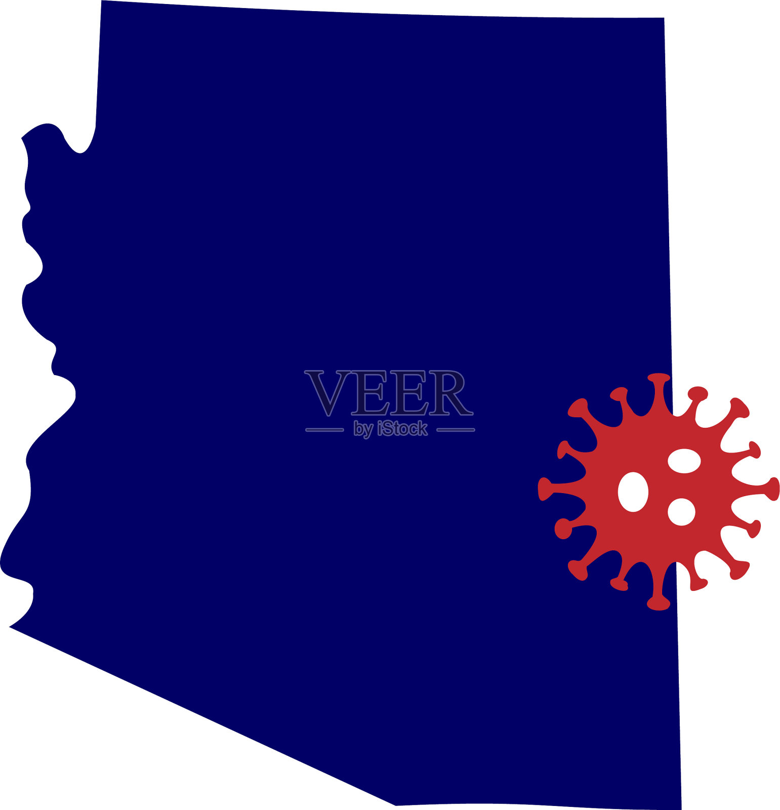 带有冠状病毒图形图标(COVID-19)的蒙大拿州地图。对流感季节也很有用插画图片素材