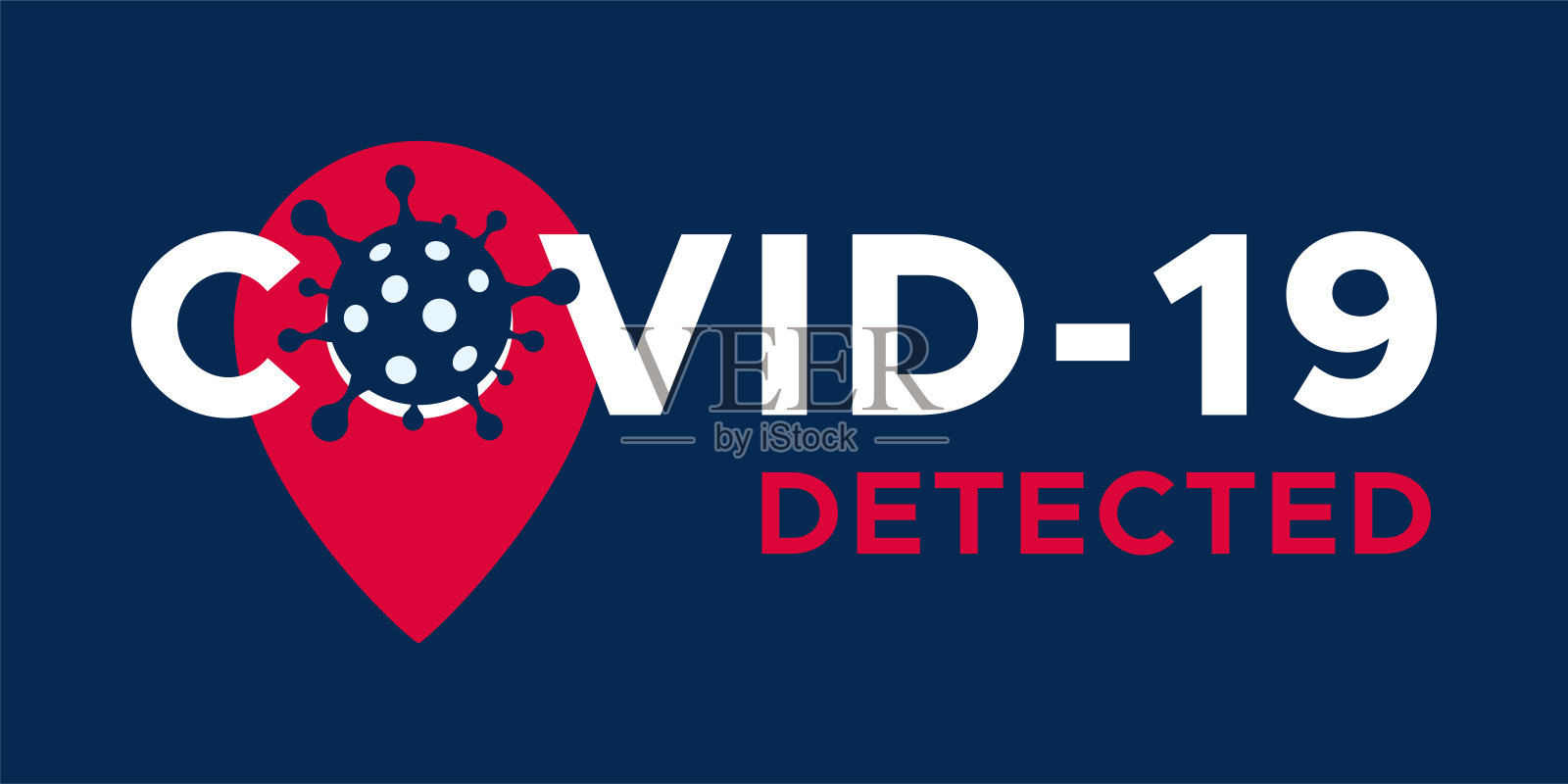 检测到COVID-19冠状病毒，平面矢量标志插画图片素材