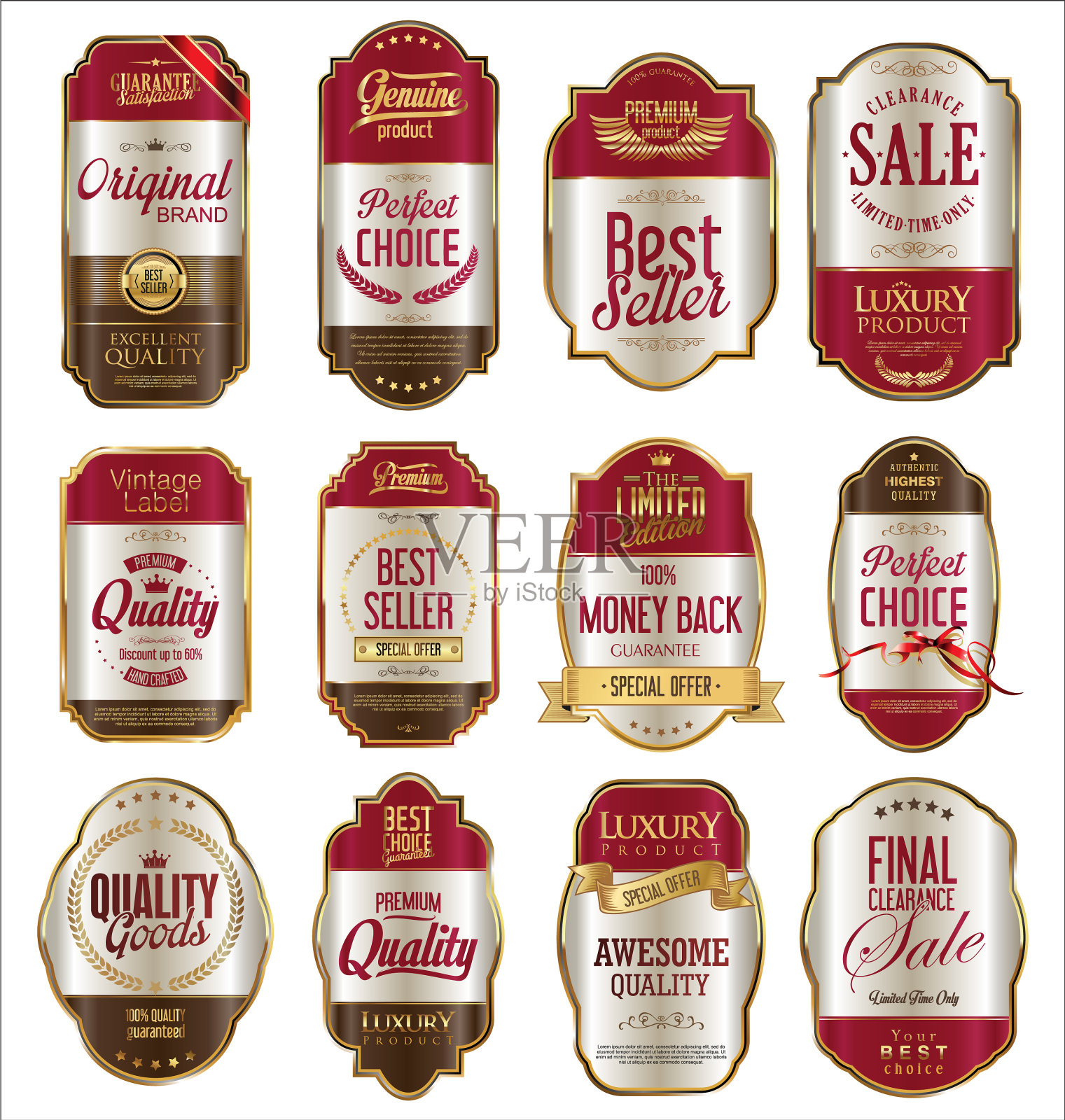 复古标签黑色和金色系列5设计元素图片