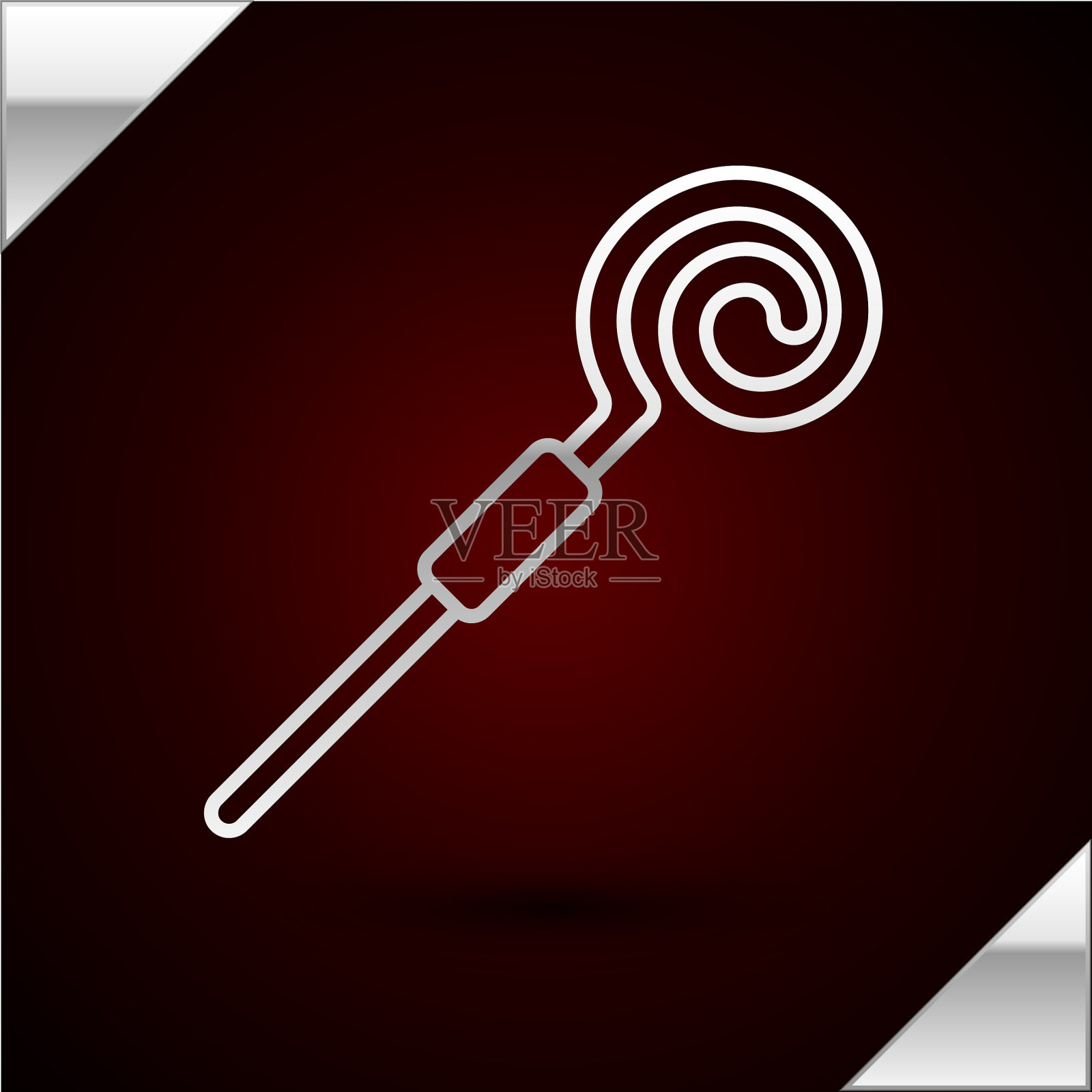 银线拐杖图标孤立在黑暗中插画图片素材