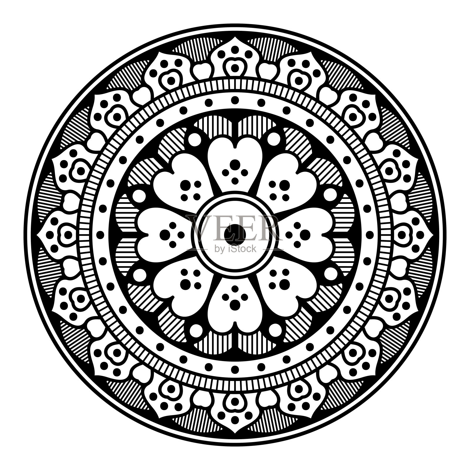 曼荼罗装饰点缀。可用于贺卡、手机壳打印等。手绘背景插画图片素材