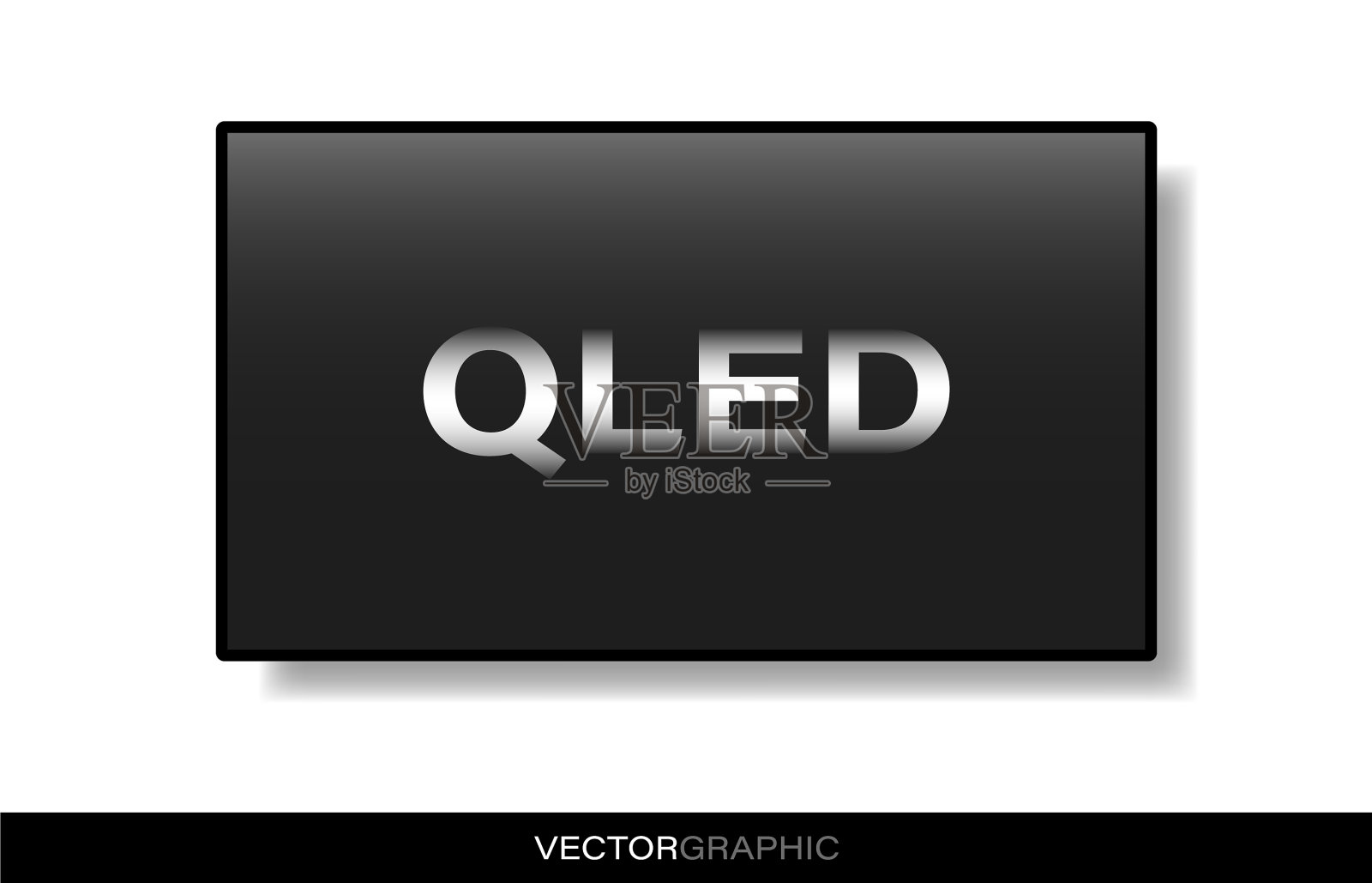 电视显示模板一黑色qled插画图片素材
