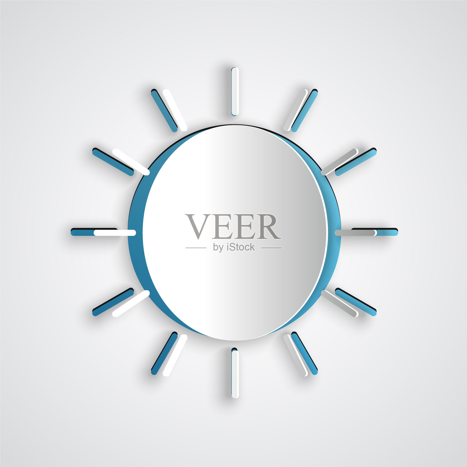 剪纸太阳图标孤立在灰色背景插画图片素材