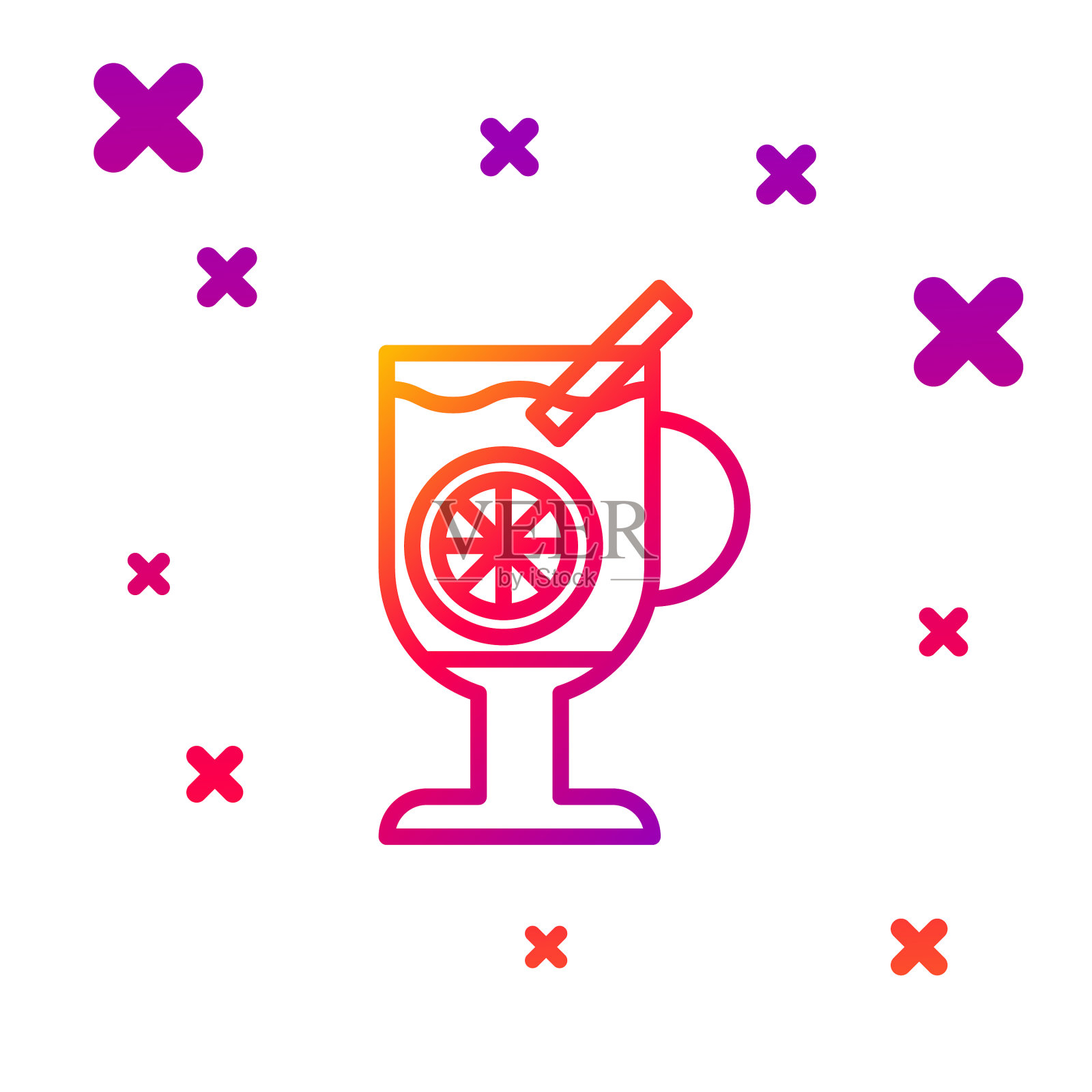 色线热葡萄酒与玻璃饮料和插画图片素材