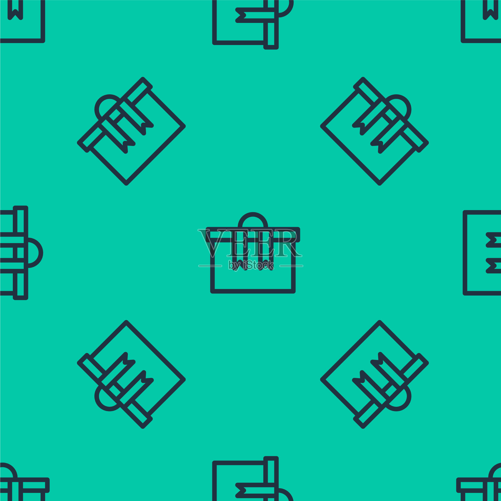 蓝线礼品盒图标隔离无缝图案插画图片素材