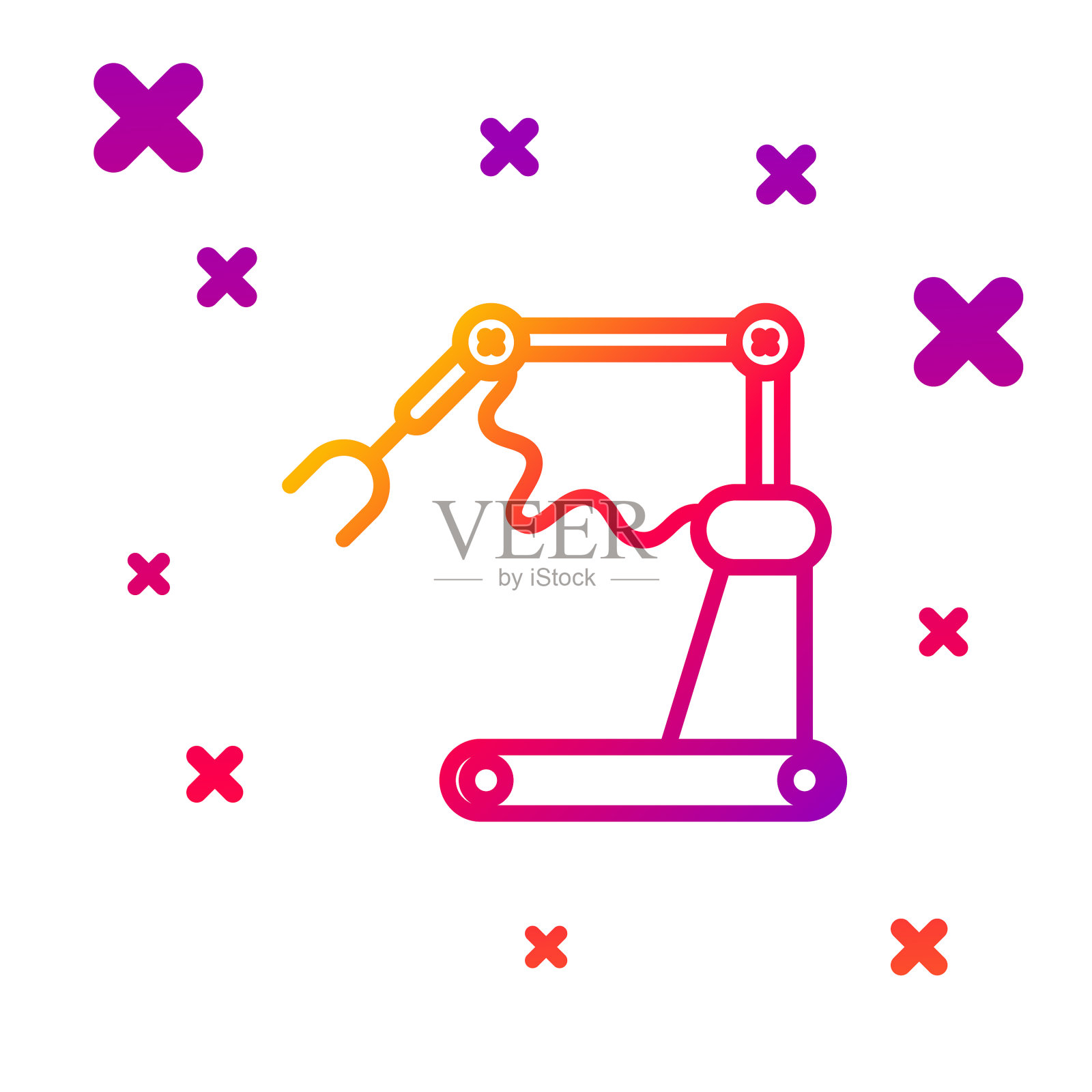 彩色线工业机械机器人手臂插画图片素材