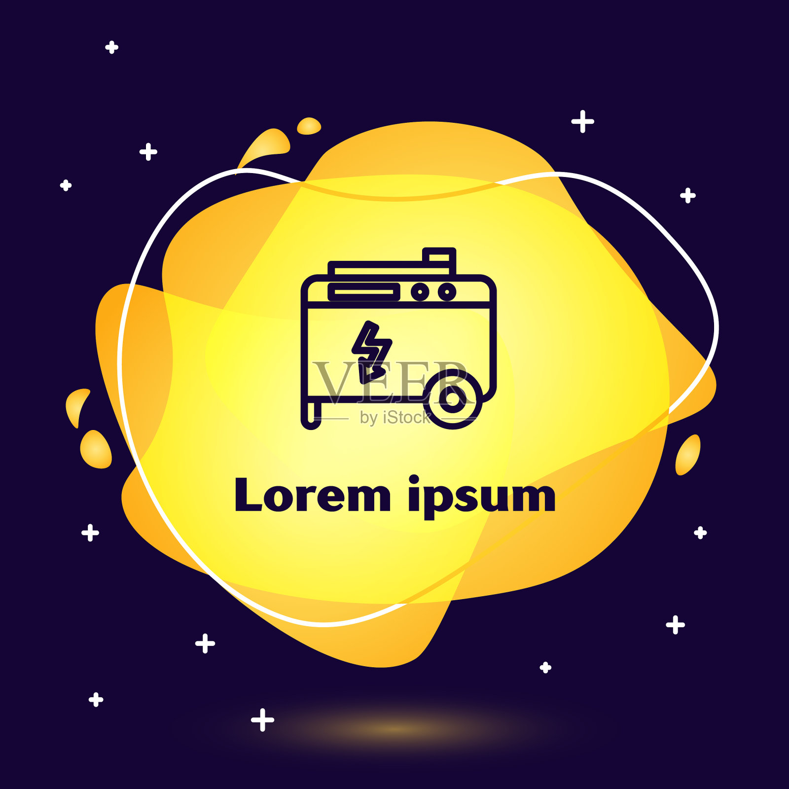 黑线便携式电力发电机图标插画图片素材