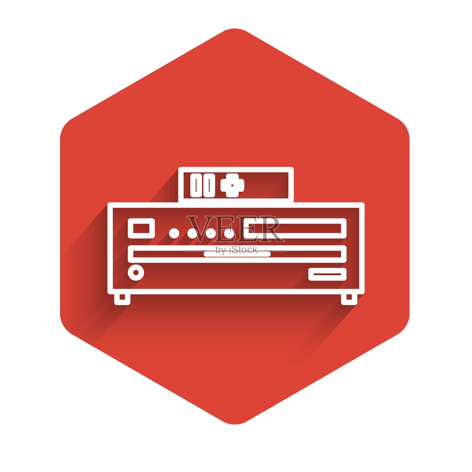 白线音乐CD播放器图标隔离与长插画图片素材