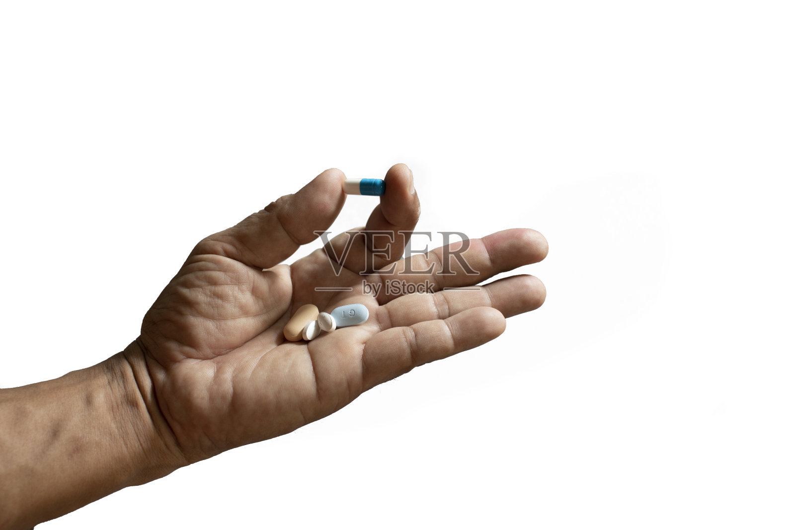 手与药抗逆转录病毒药物概念。照片摄影图片