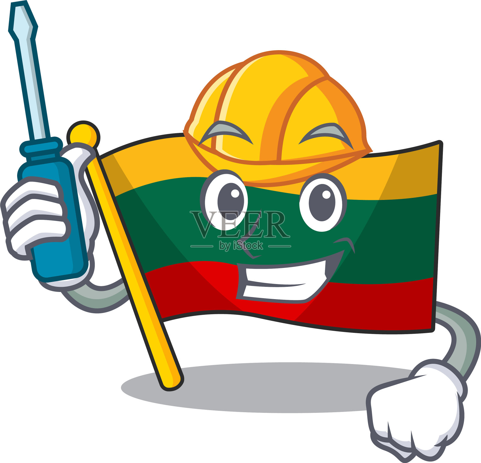 酷酷的立陶宛汽车旗帜卡通插画图片素材