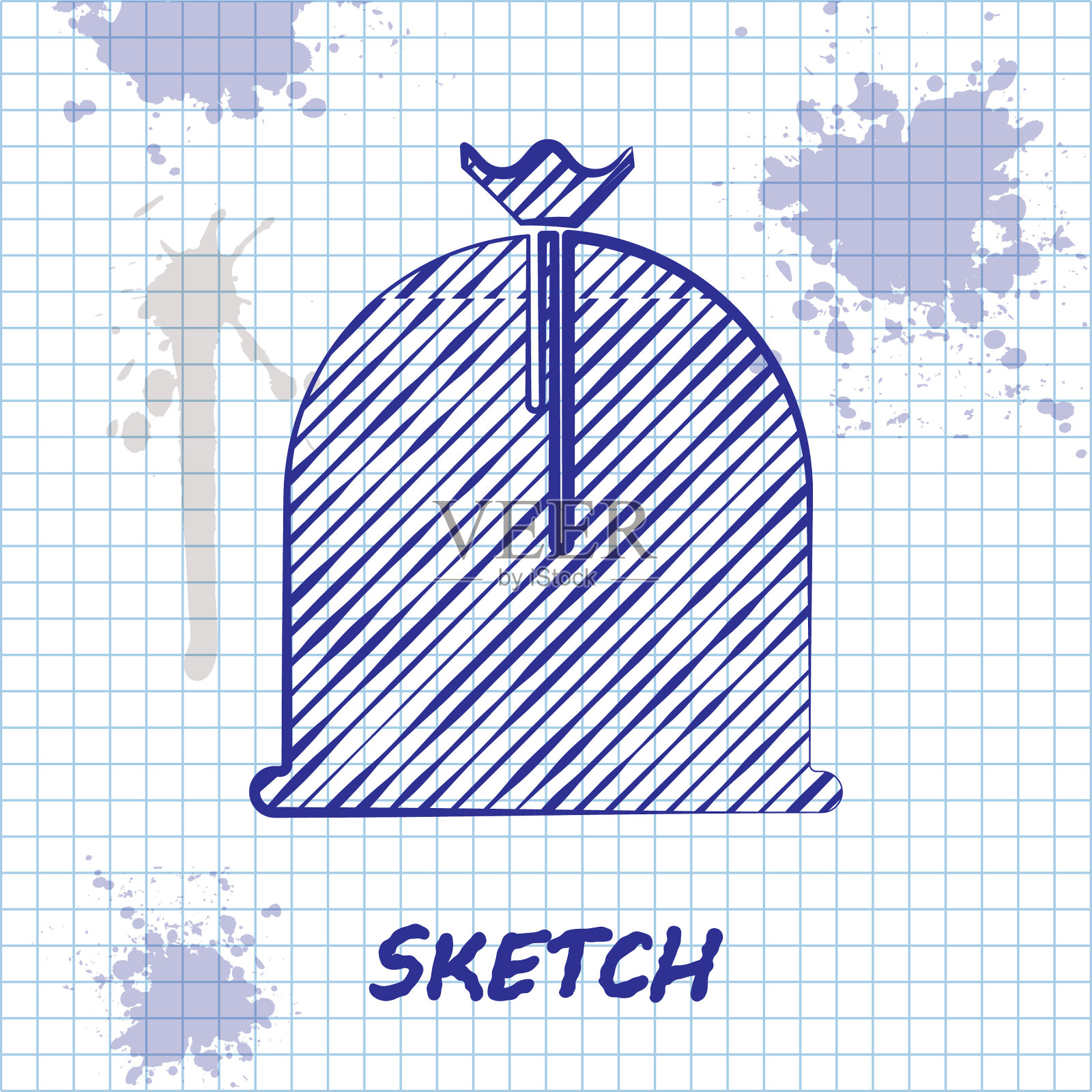 草图线海盗袋图标孤立在白色插画图片素材