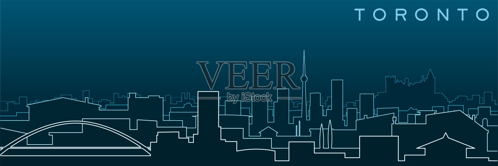 多伦多多线、天际线和地标插画图片素材