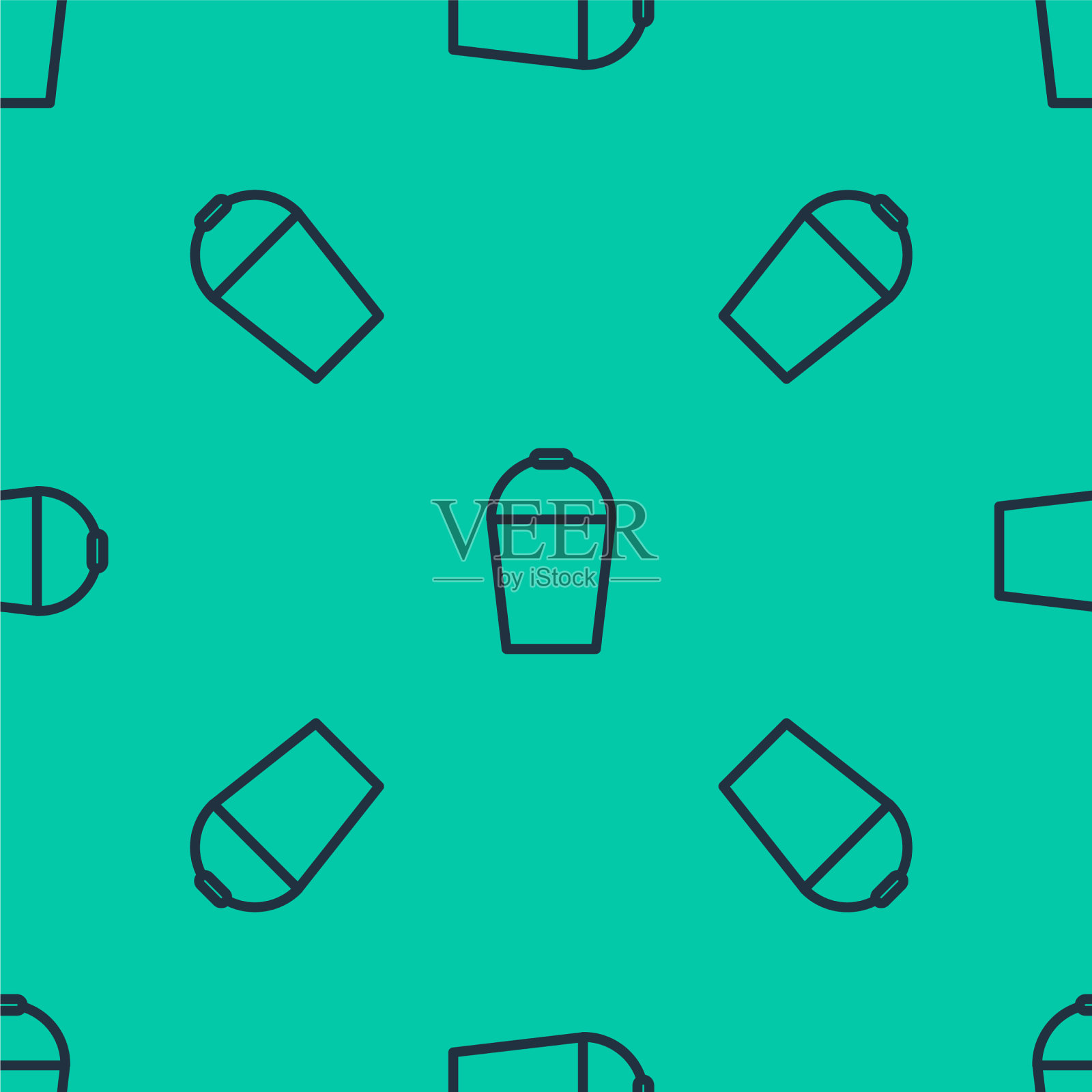 蓝线桶图标隔离无缝模式上插画图片素材