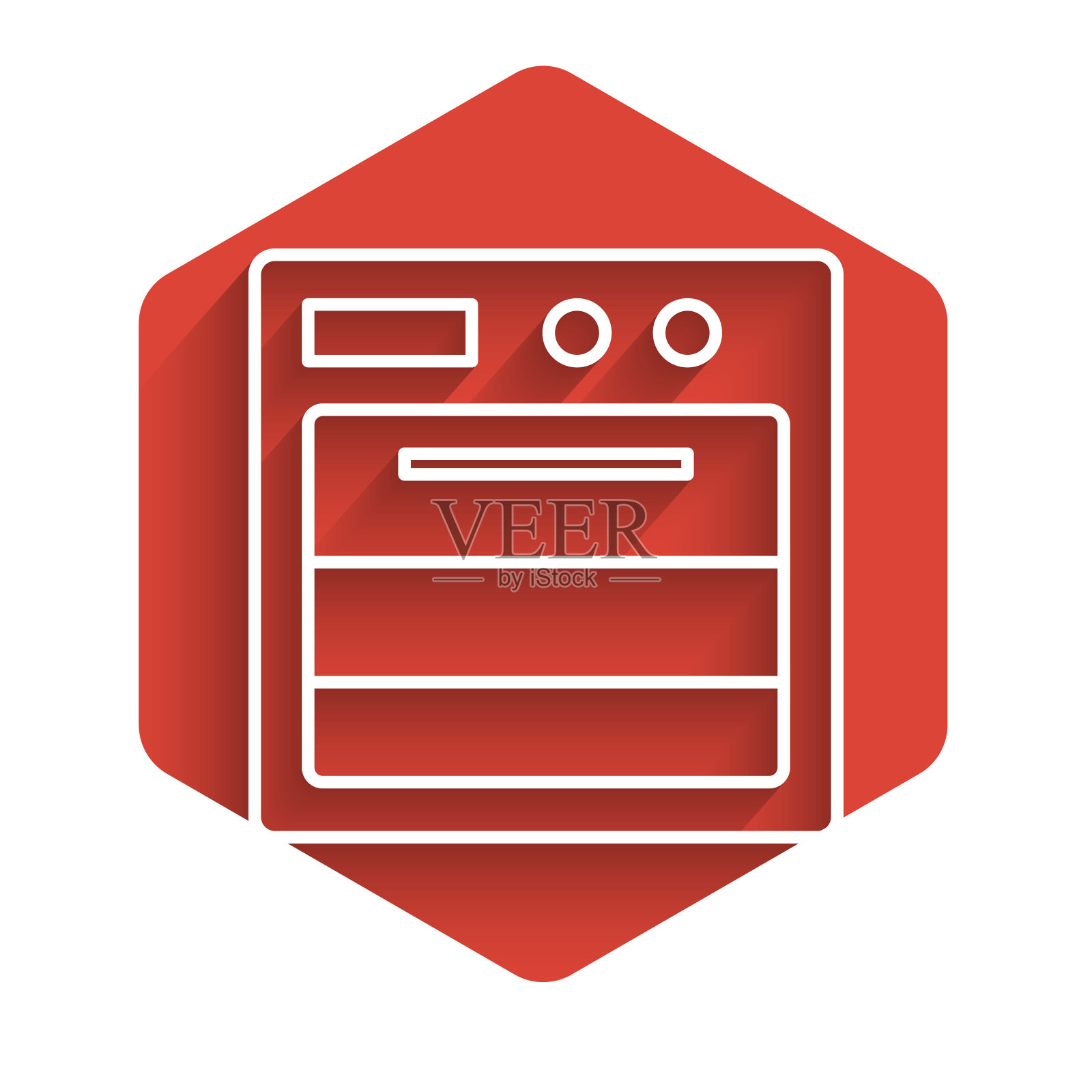 白色线烤箱图标孤立与长阴影图标素材