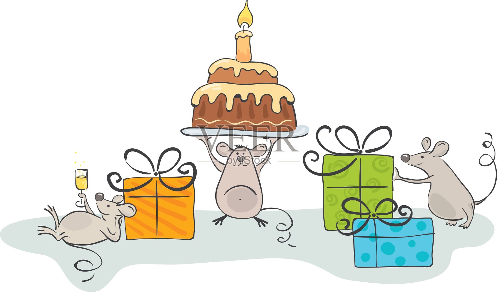 鼠标庆祝插画图片素材