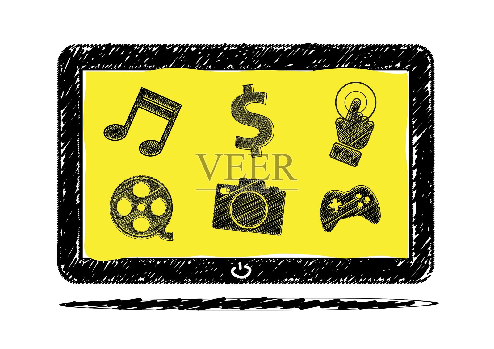 带图标的平板电脑草图图标素材