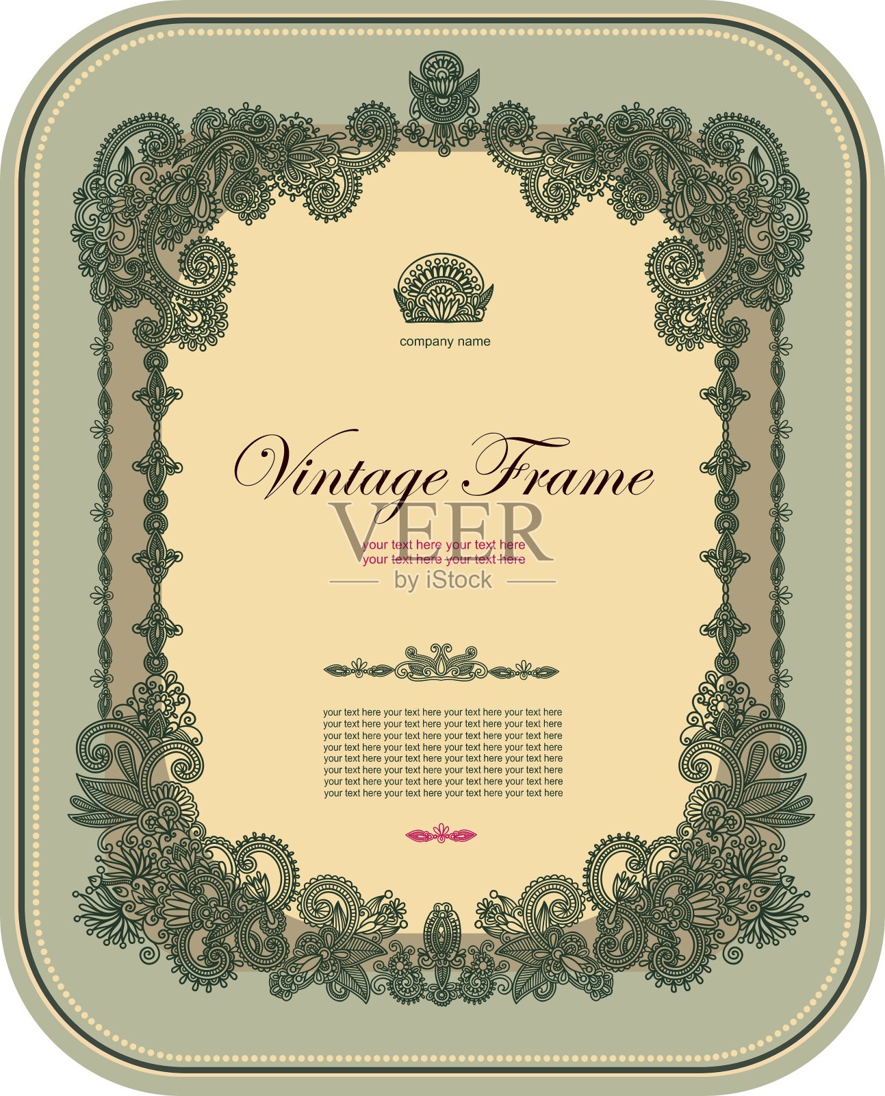 测试-hand draw ornate floral vintage frame插画图片素材