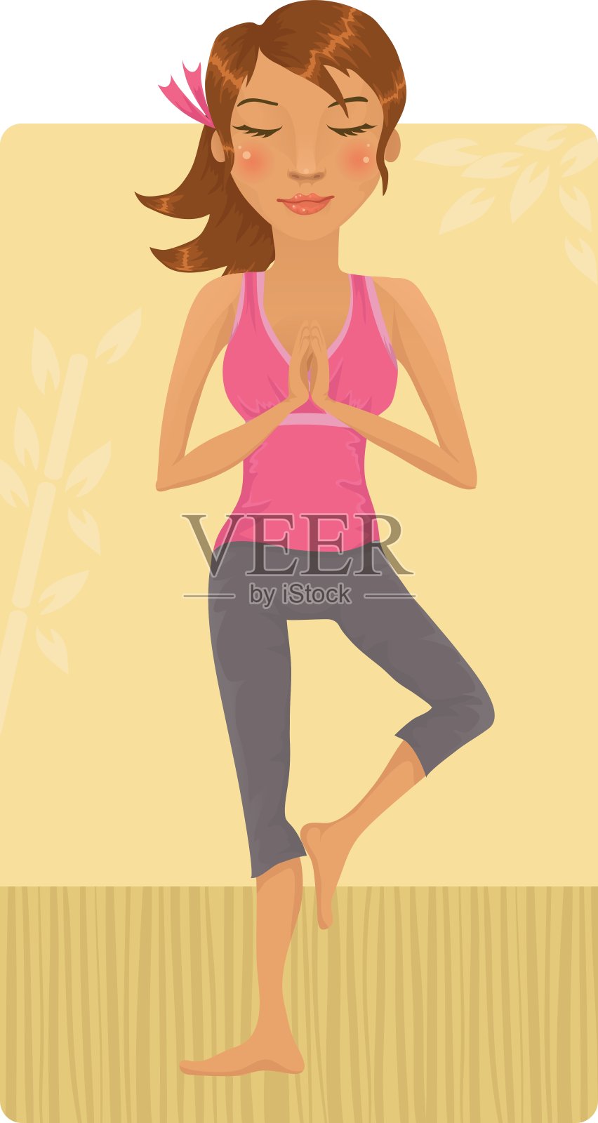瑜伽的女孩插画图片素材