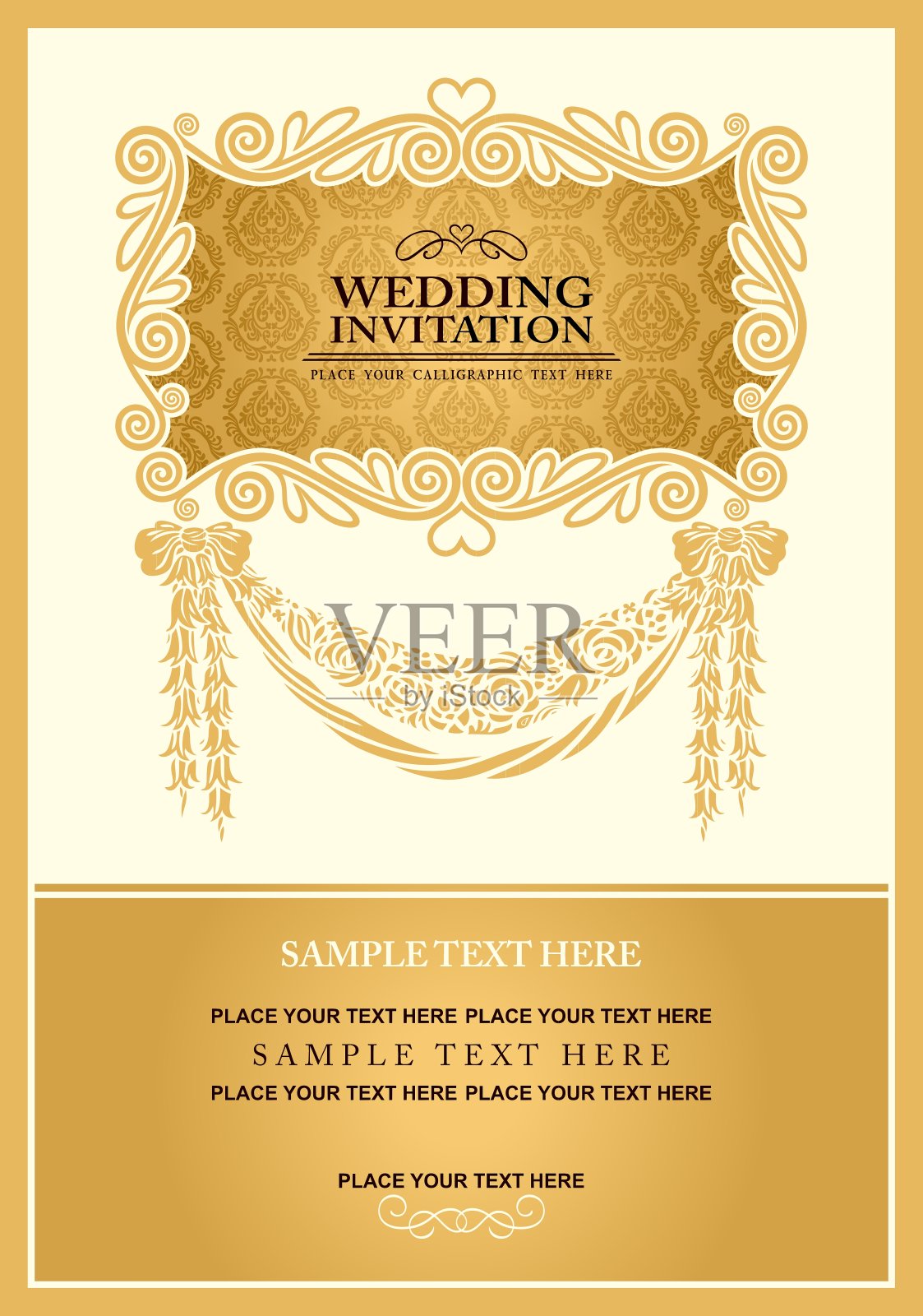 复古背景婚礼请柬设计模板素材