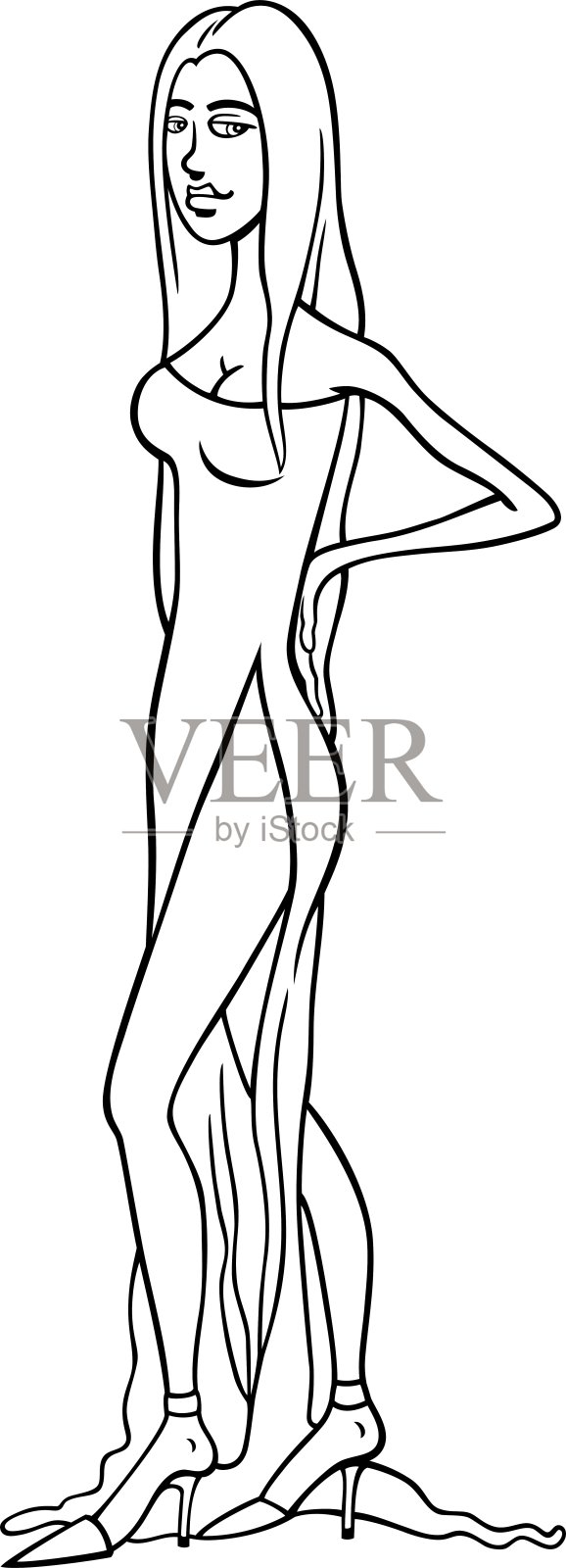 美丽的女人穿着卡通服装设计元素图片