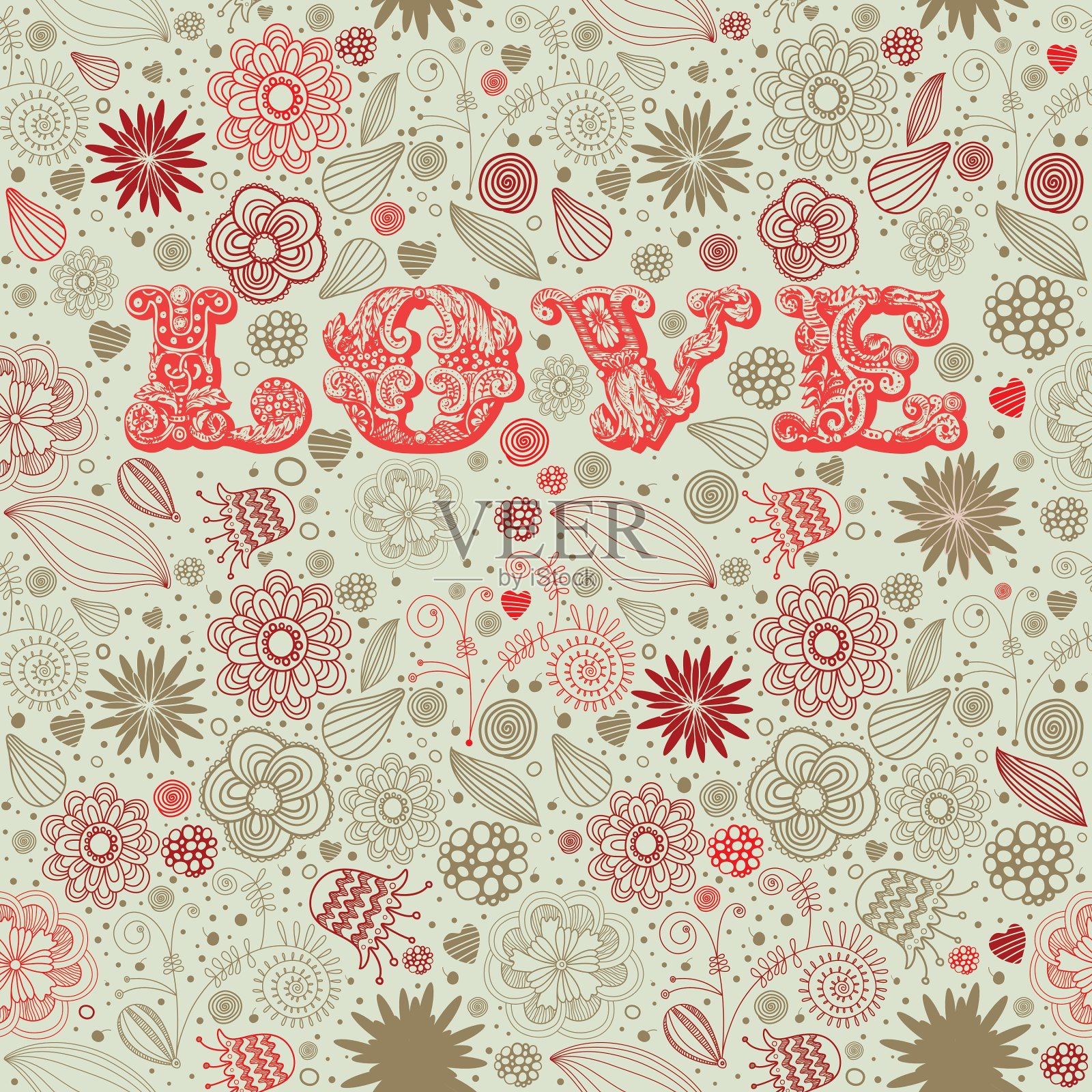 复古花香爱情背景设计模板素材