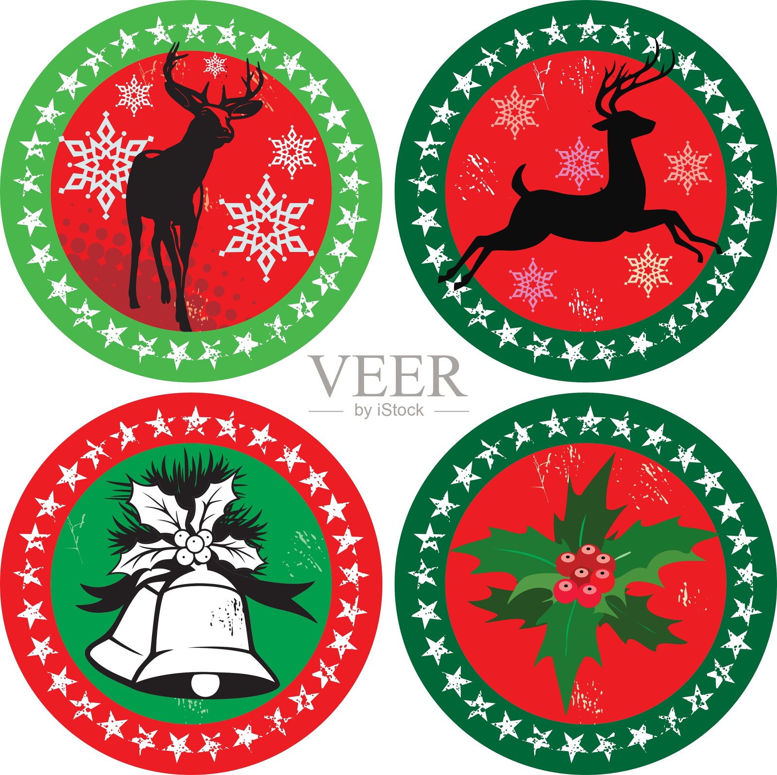 快乐圣诞邮票插画图片素材