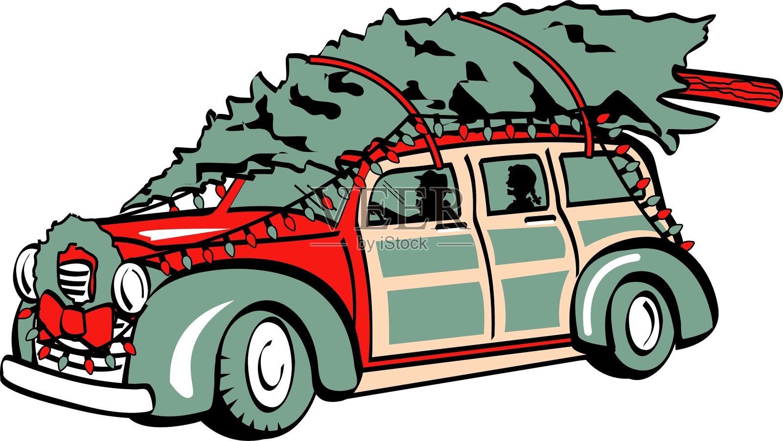 圣诞树在轿车上设计元素图片