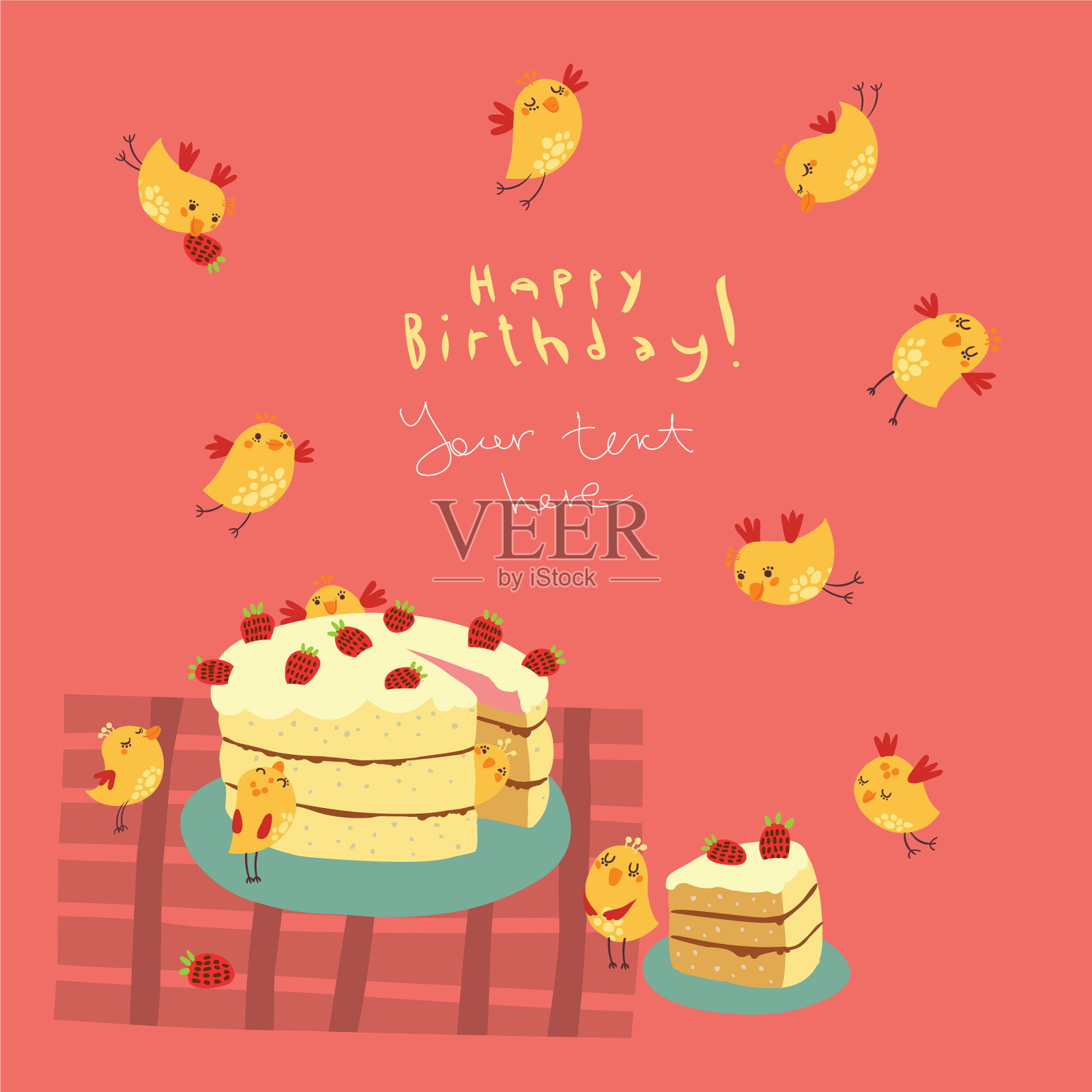 贺卡和有趣的小鸟设计模板素材