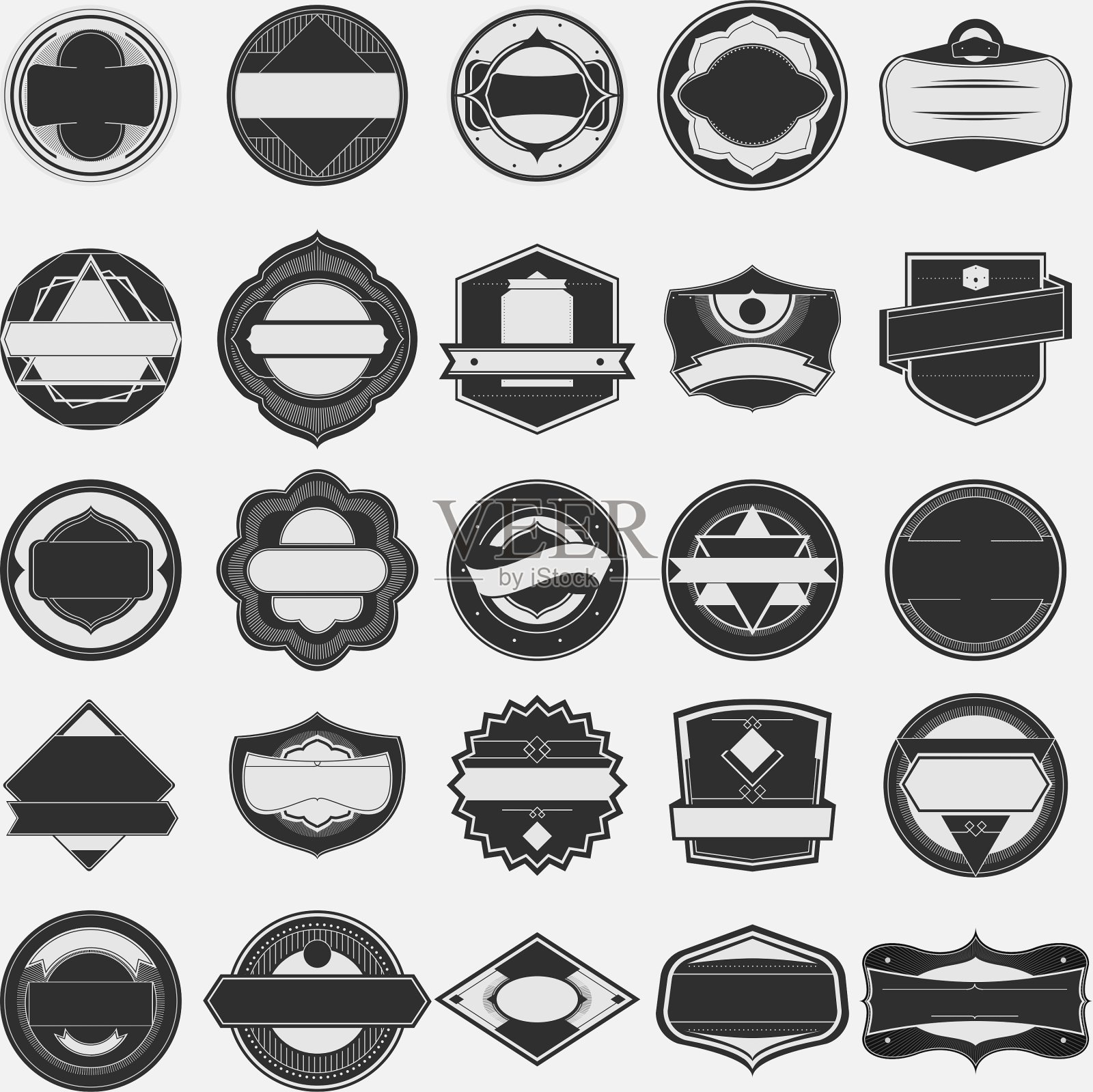 一套复古标签插画图片素材