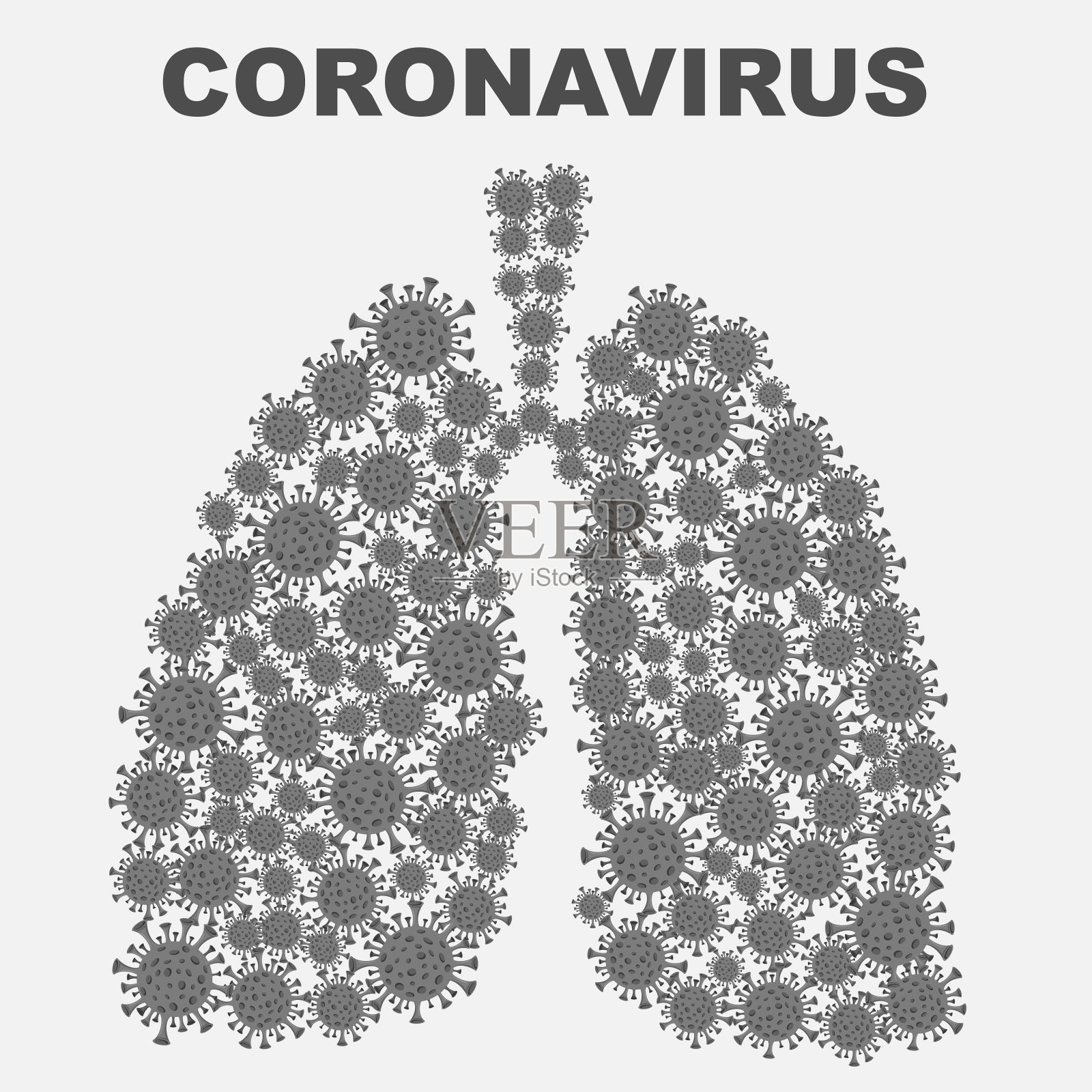 肺部冠状病毒细菌白色背景插画图片素材