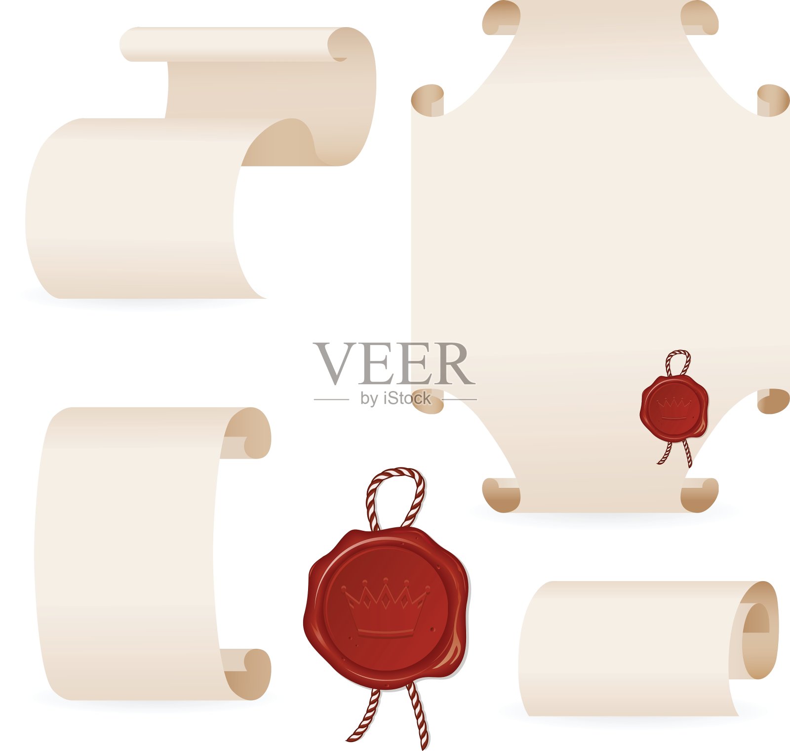 带封印的古代羊皮纸插画图片素材