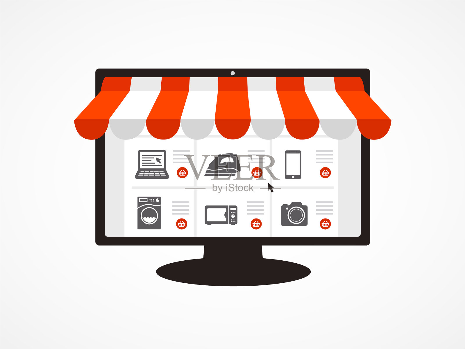 白色背景下的计算机特写镜头插画图片素材