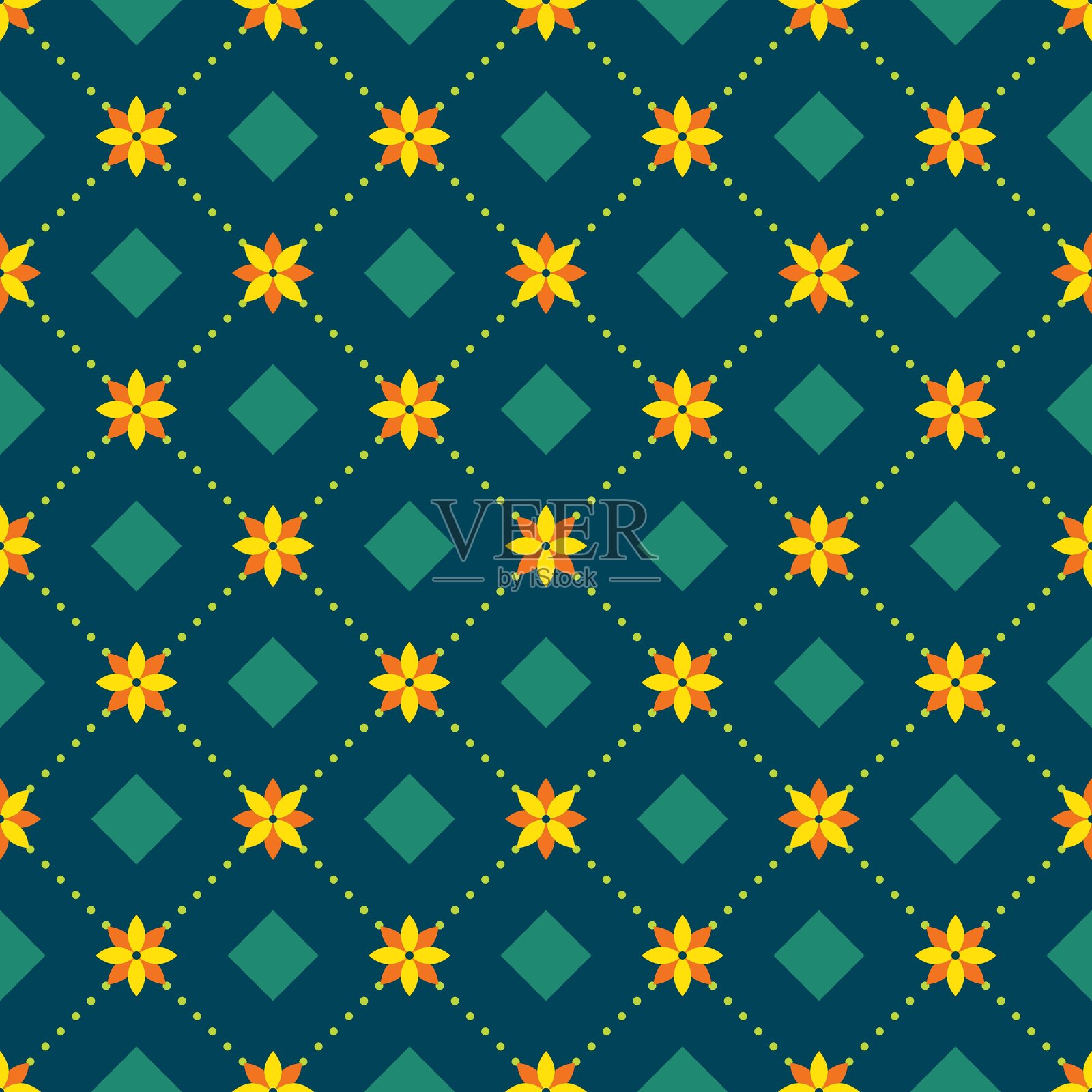 抽象的无缝图案与植物元素插画图片素材