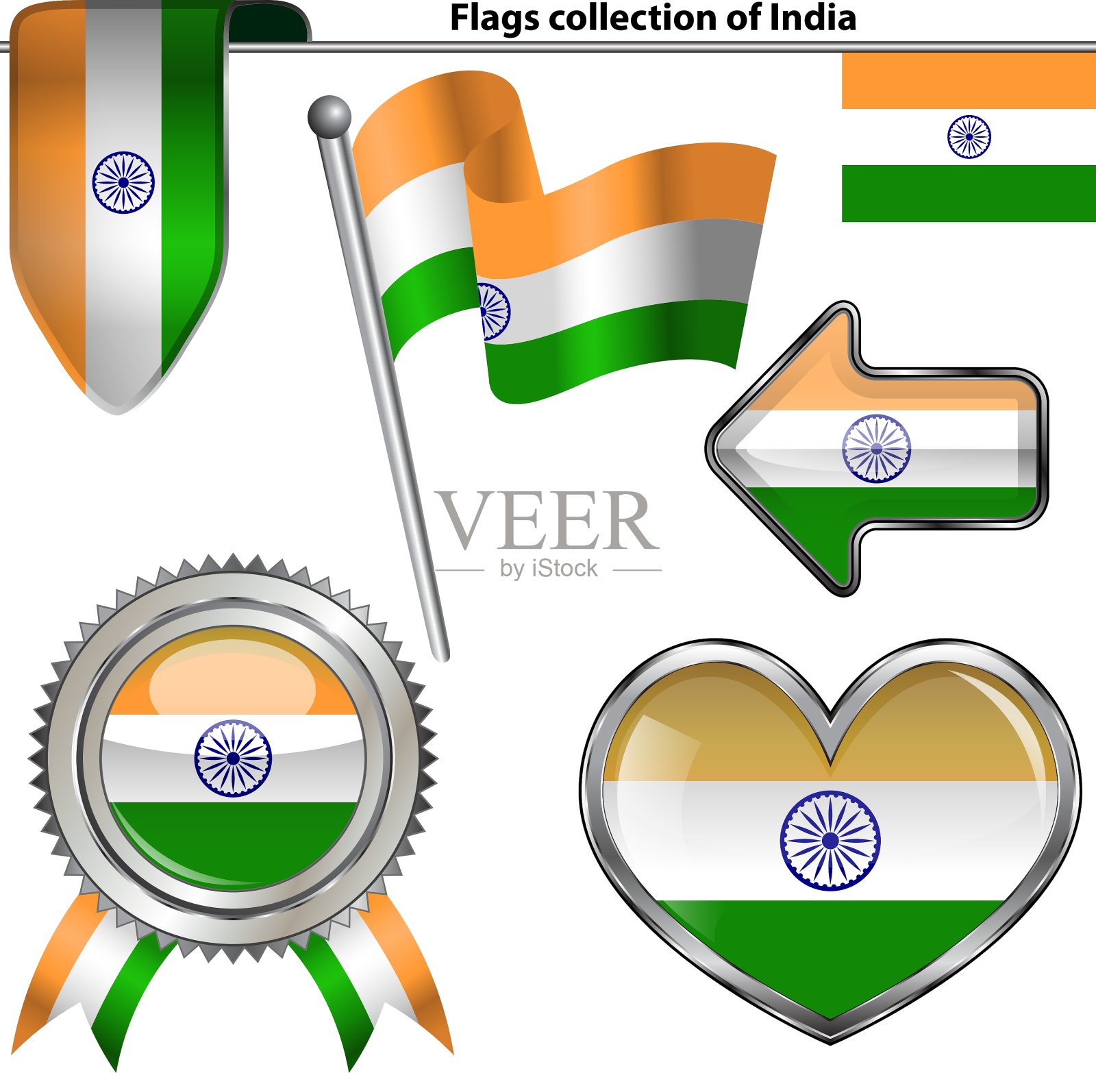 印着印度国旗的光滑图标插画图片素材