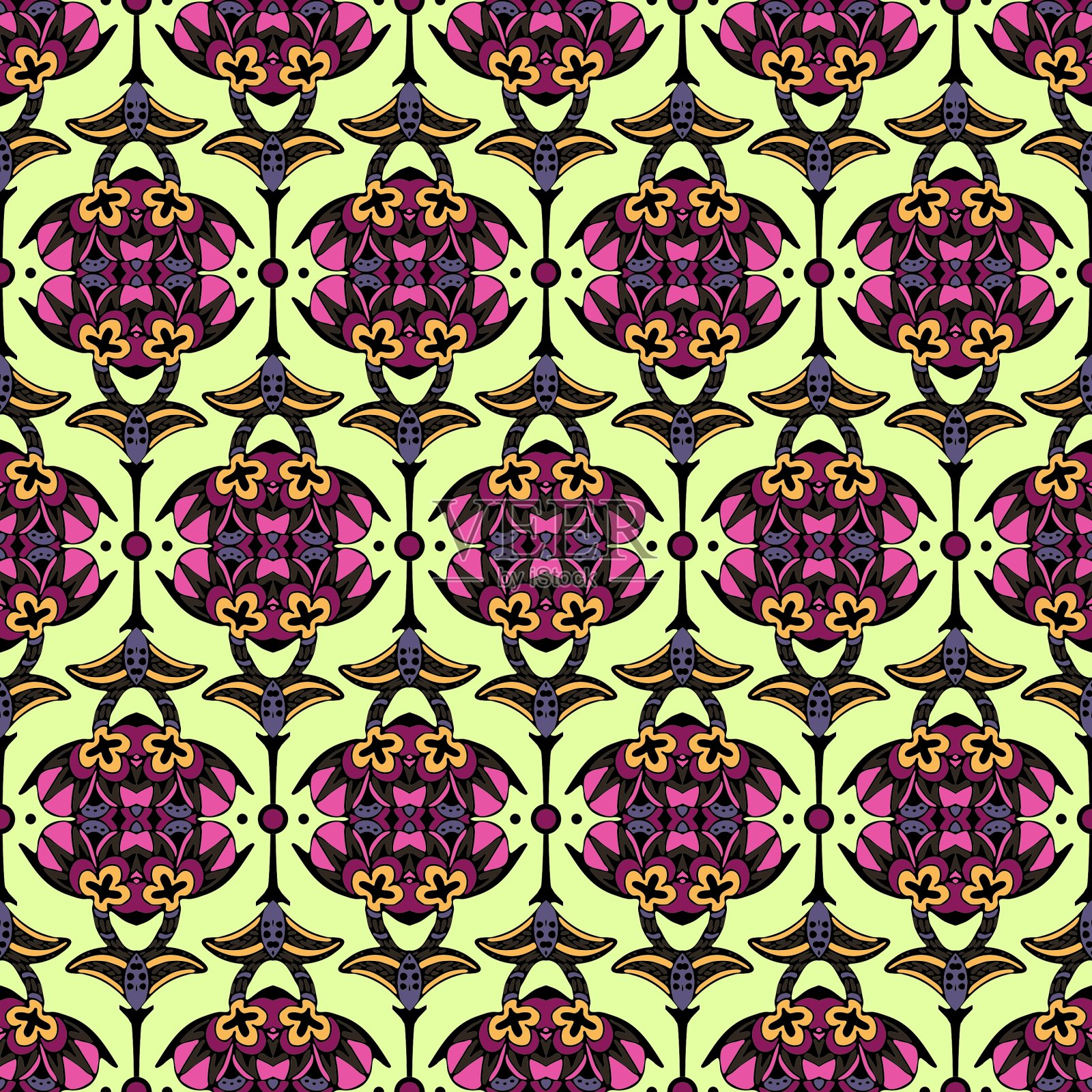 无缝模式Fllower插画图片素材