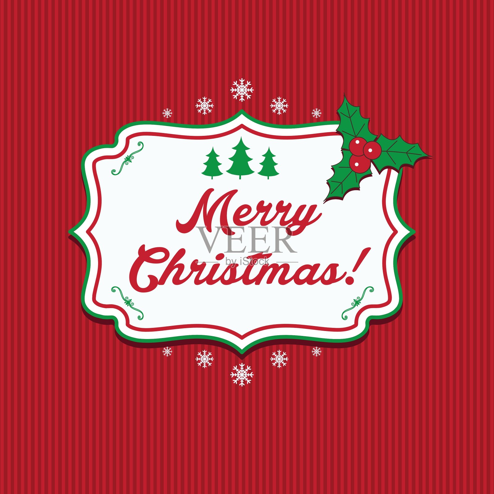 带有文字的冬季标签圣诞快乐设计模板素材