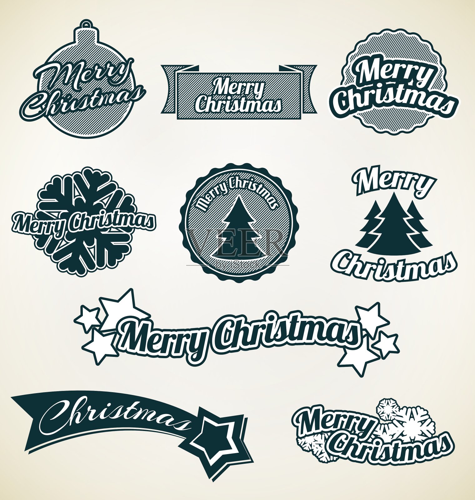 圣诞快乐标签插画图片素材