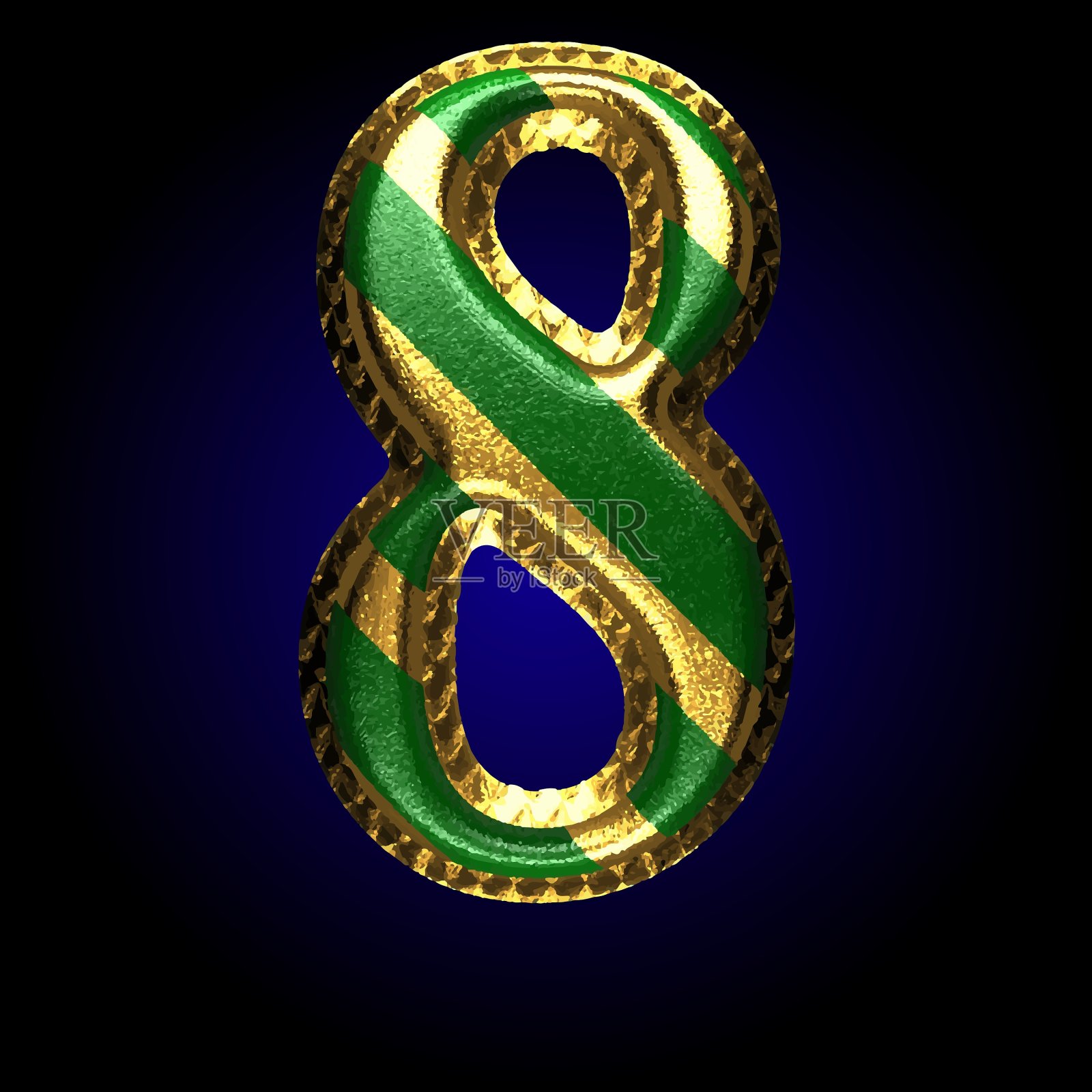 金色和绿色字母8插画图片素材