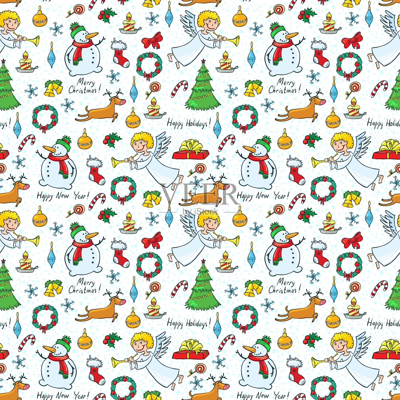 圣诞节无缝插画图片素材
