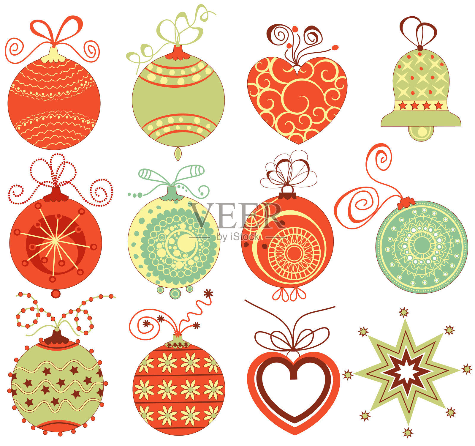 复古的圣诞饰品设计元素图片