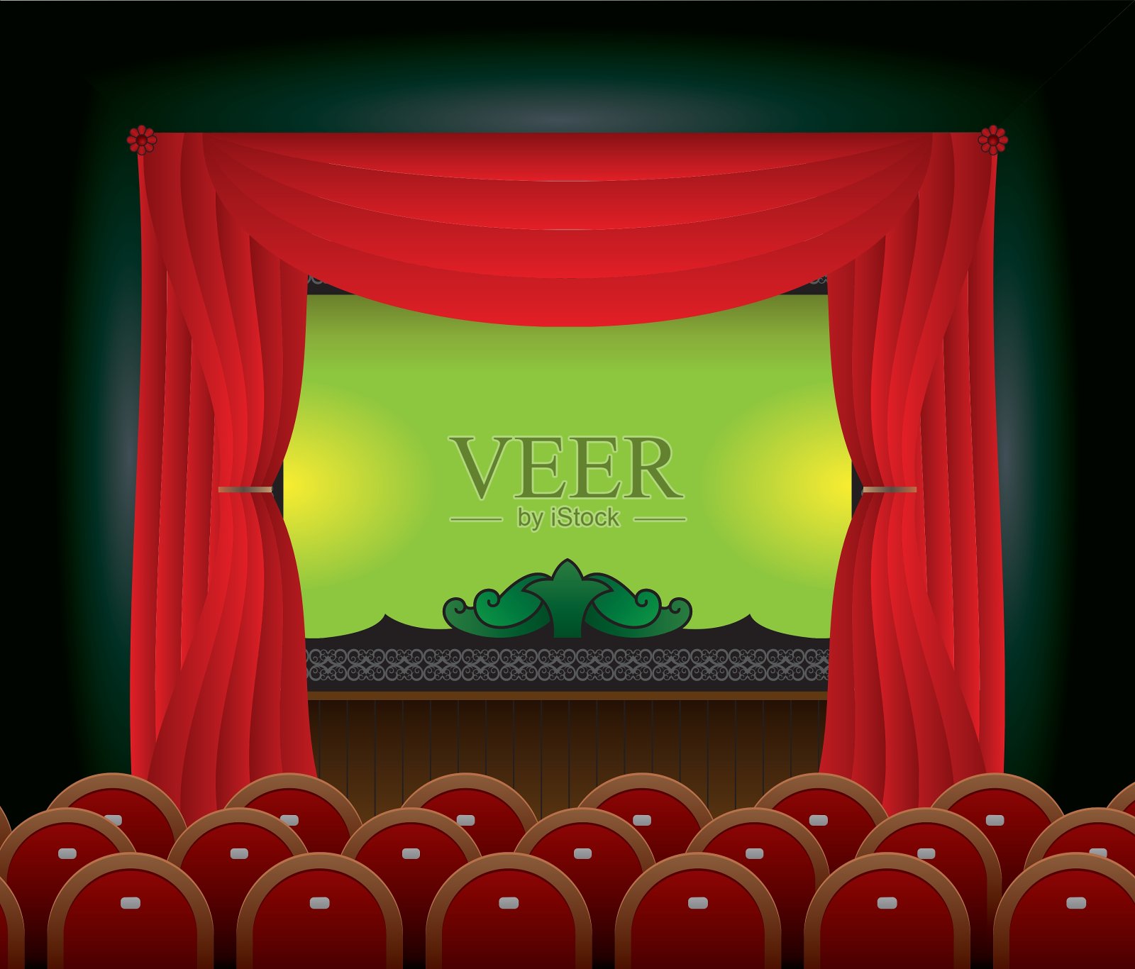 红色背景下的空椅子插画图片素材