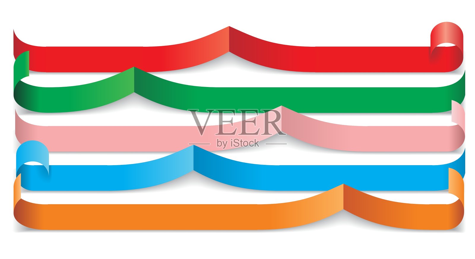 一组不同的纸丝带插画图片素材