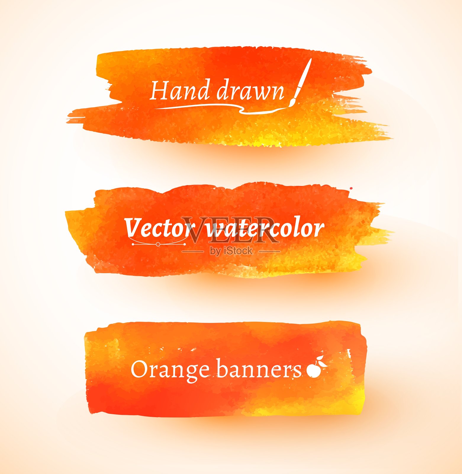 橘色的水彩横幅插画图片素材