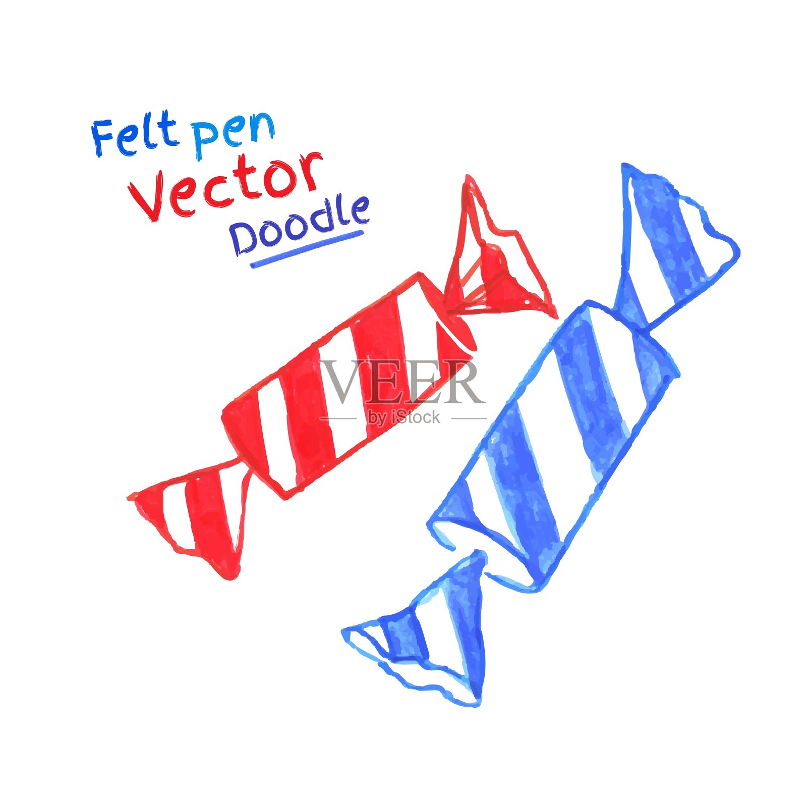 毛笔画糖果设计元素图片