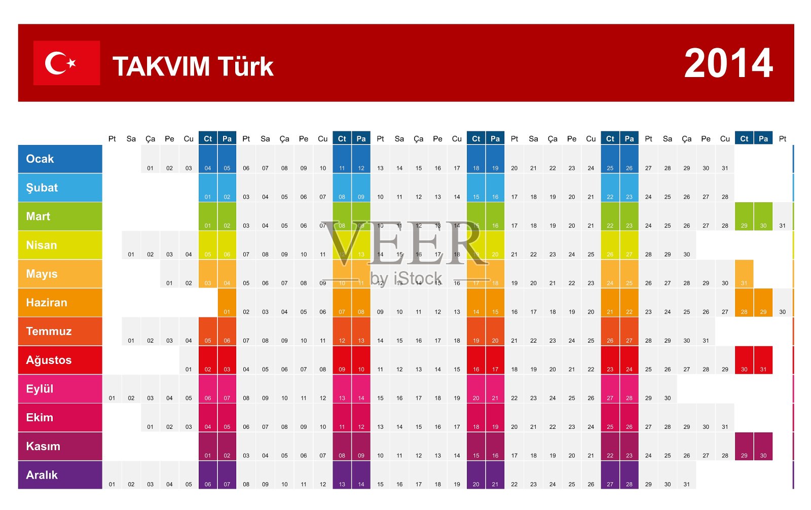 日历2014土耳其类型14插画图片素材
